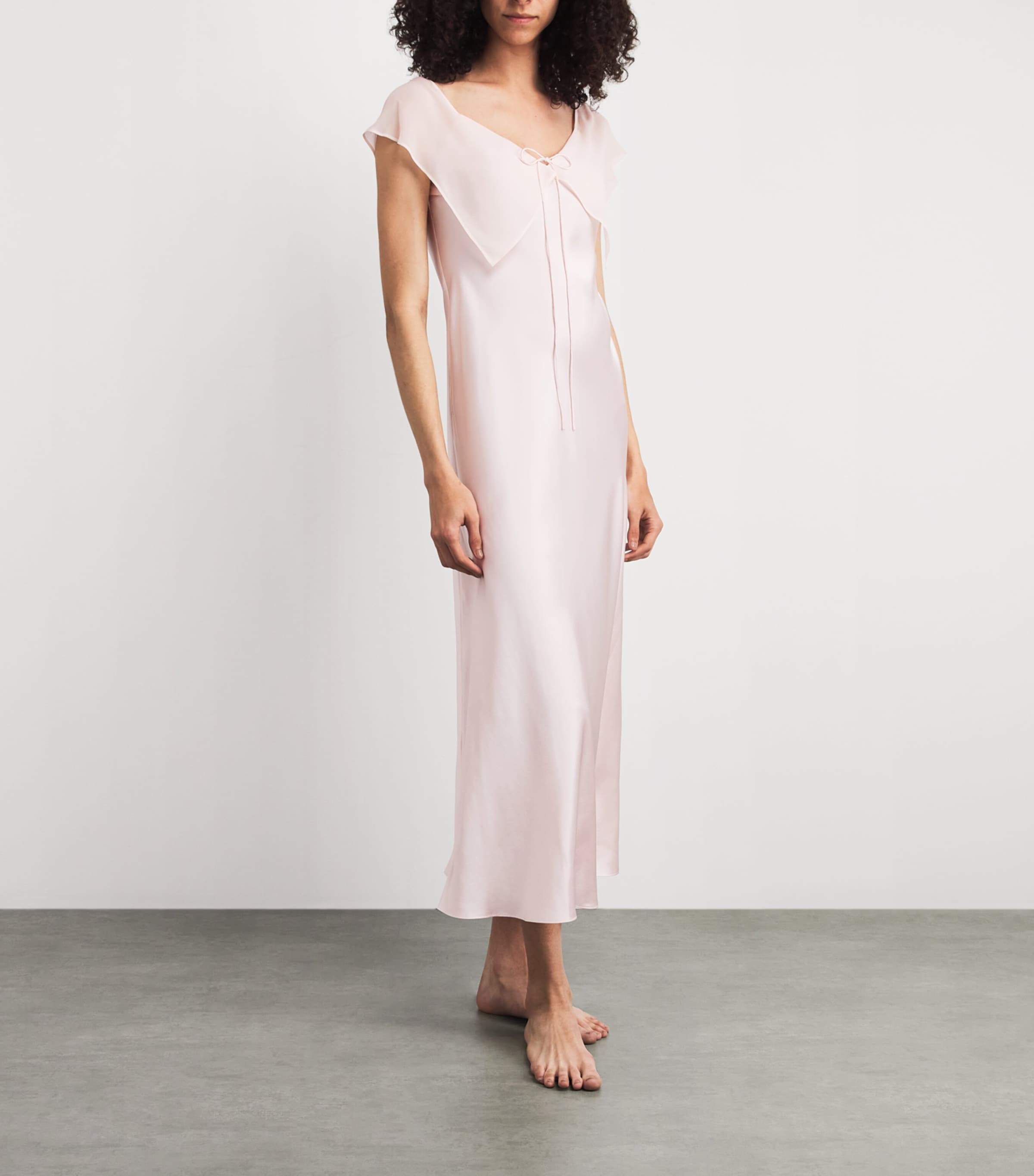 MANITO Womens Mulberry Silk Chiffon Crete Nightdress Ballet Pink Image 2