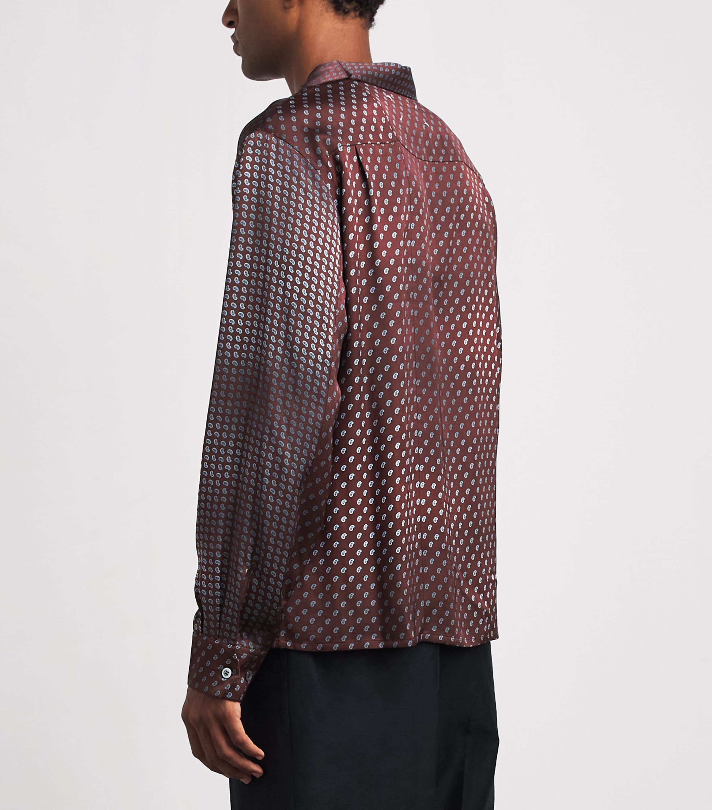 Maison Margiela Mens Satin Paisley Shirt Bordeaux Image 5