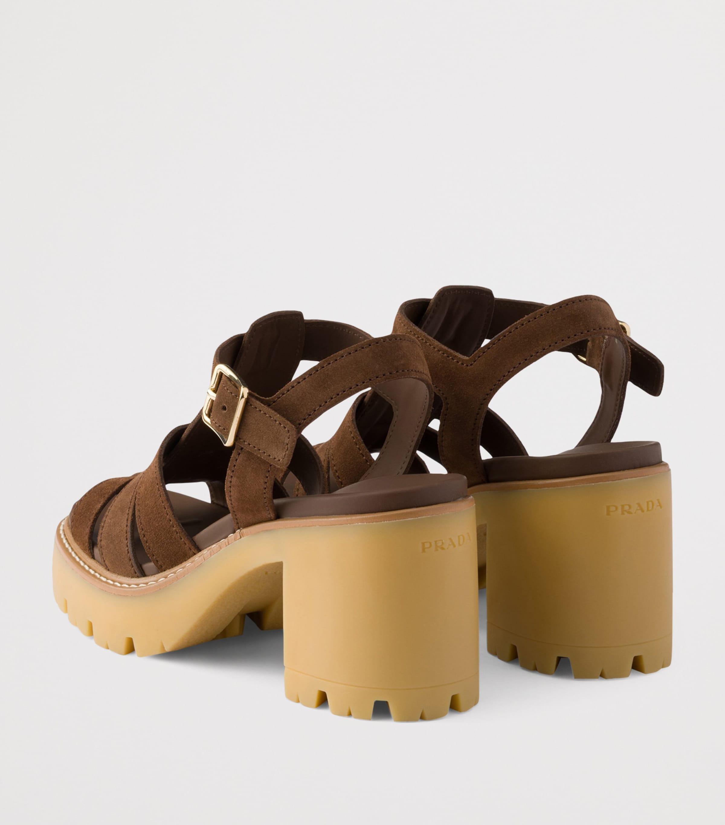 Prada Suede Platform Sandals 90 Brown Image 4