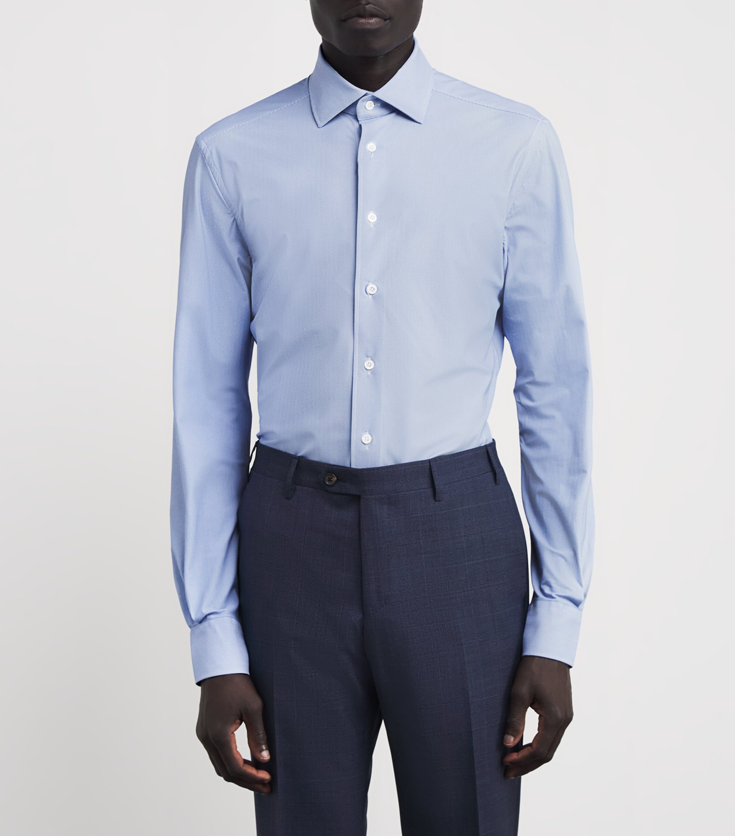 Corneliani Mens Cotton Formal Shirt Dark Blue Image 3