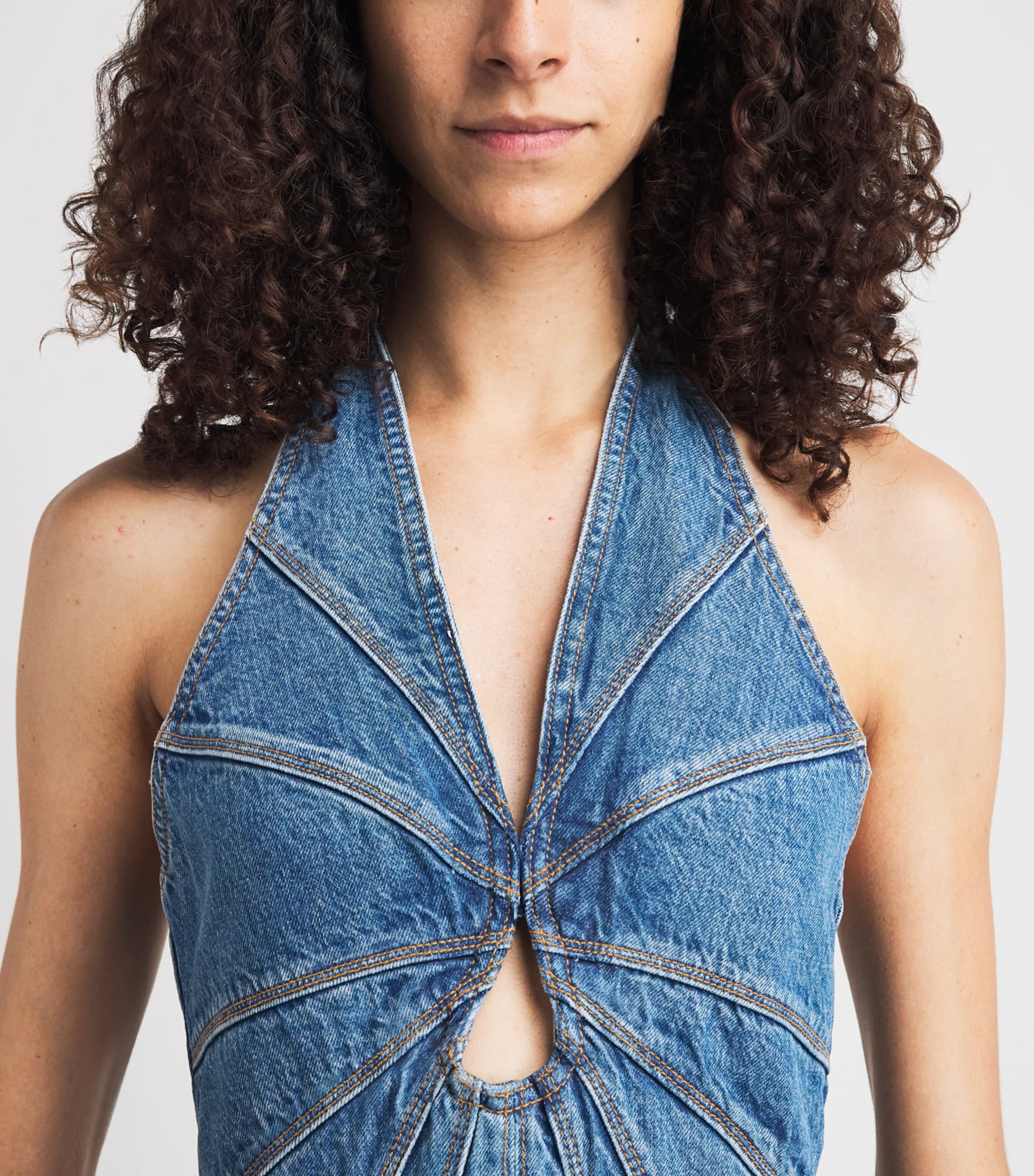 Cult Gaia Womens Denim Rowyn Midi Dress Wsh Blue Image 5