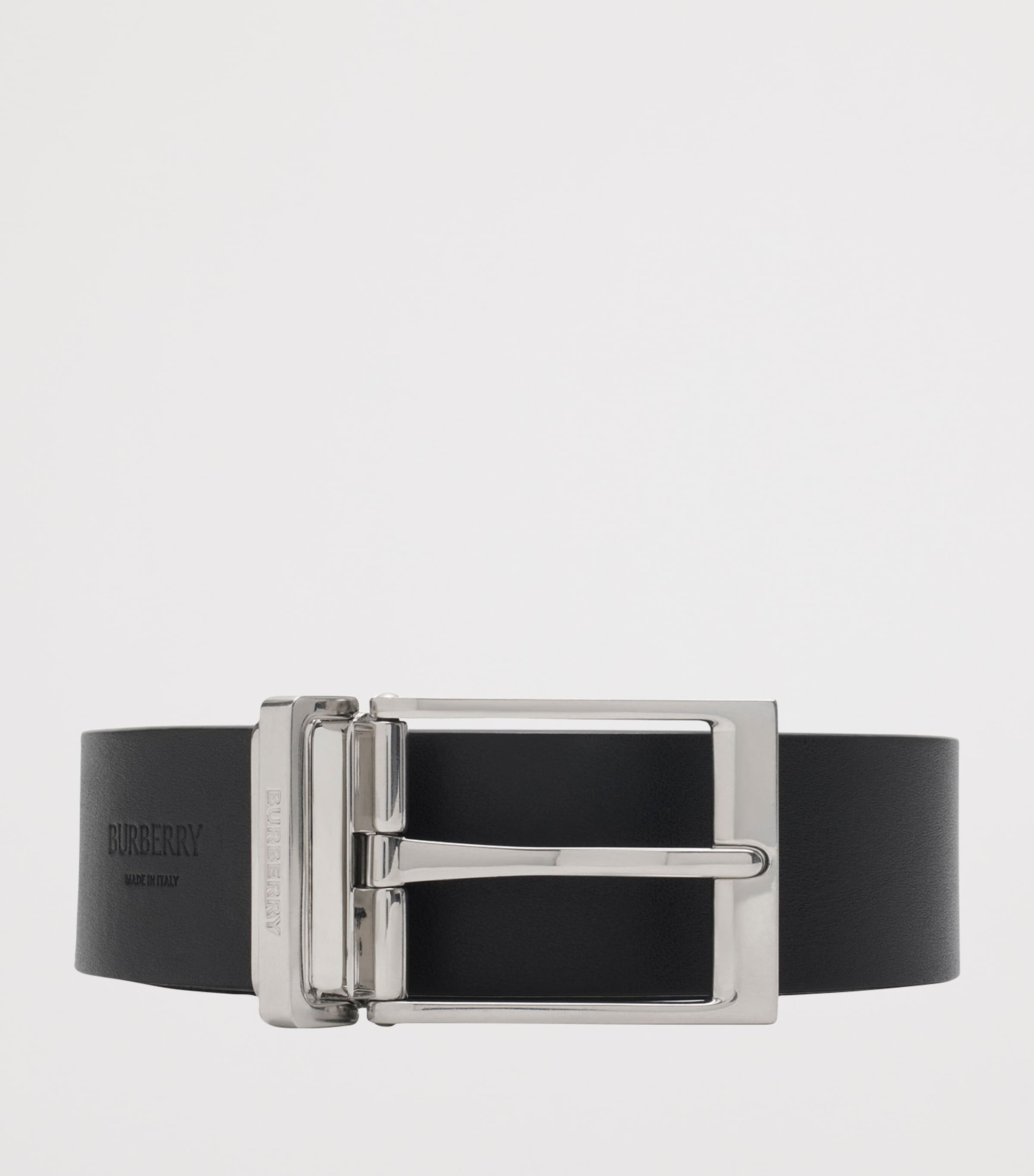 Leather Check Reversible Belt NAVY CHECK Image 3
