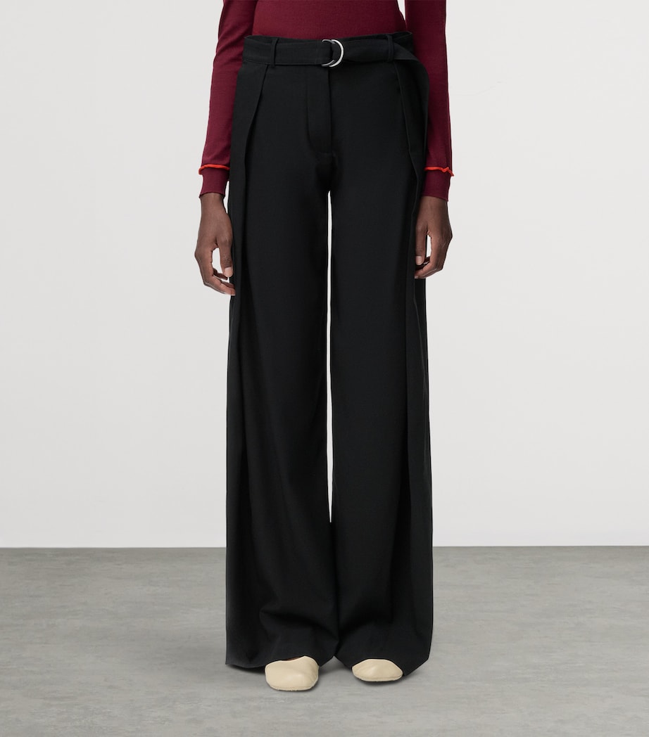 Wool Belted Trousers BLACK Image 3