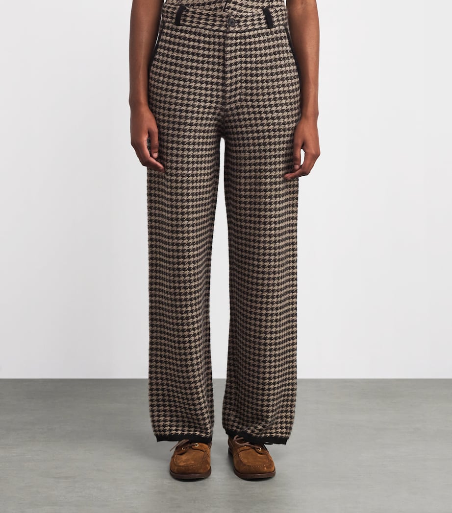 Cashmere Houndstooth Tailored Trousers BLACK/DUNE Image 3
