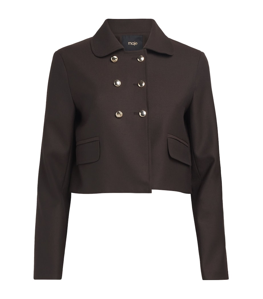Double-Breasted Cropped Jacket BROWN Image 1
