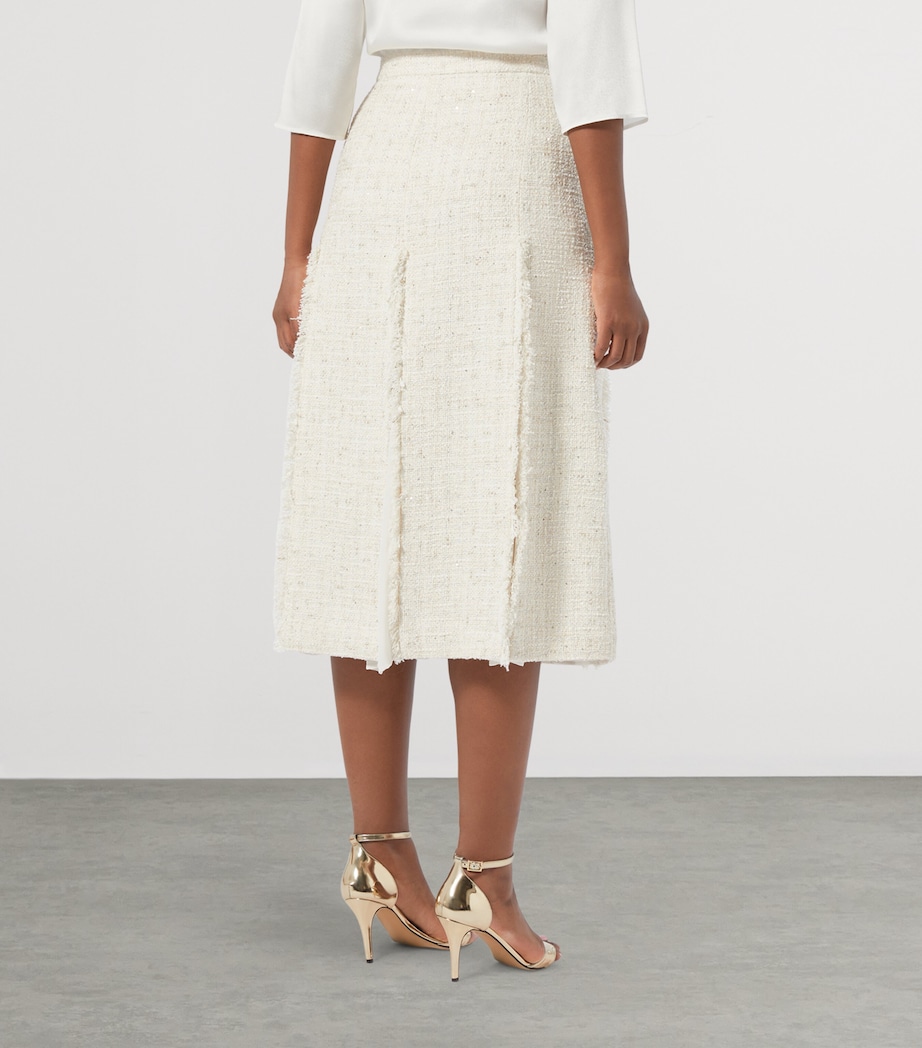 Tweed Pleated Midi Skirt IVORY Image 3