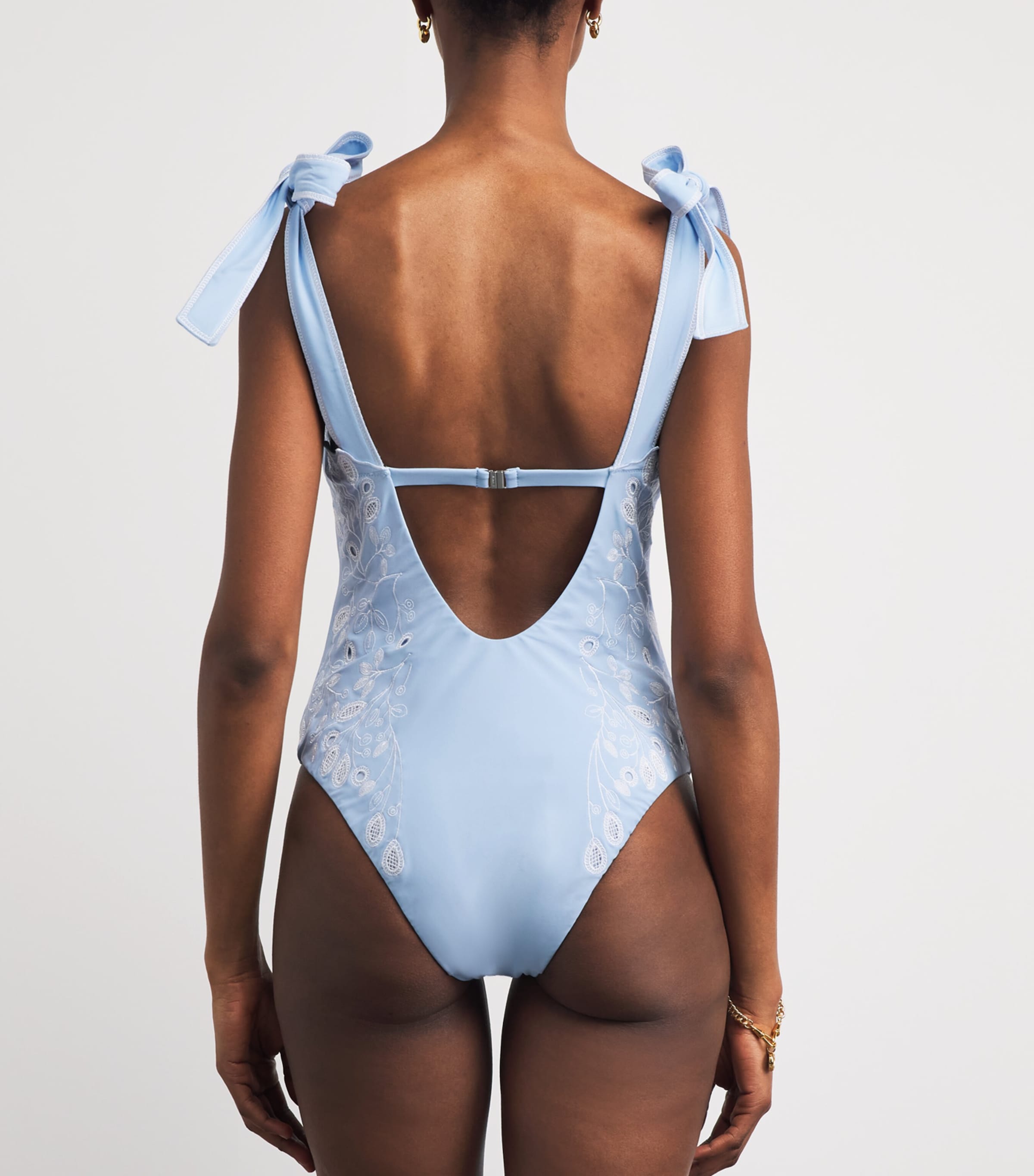 Simkhai Womens Embroidered Floral Laurie Swimsuit Tidepool Multi Image 3