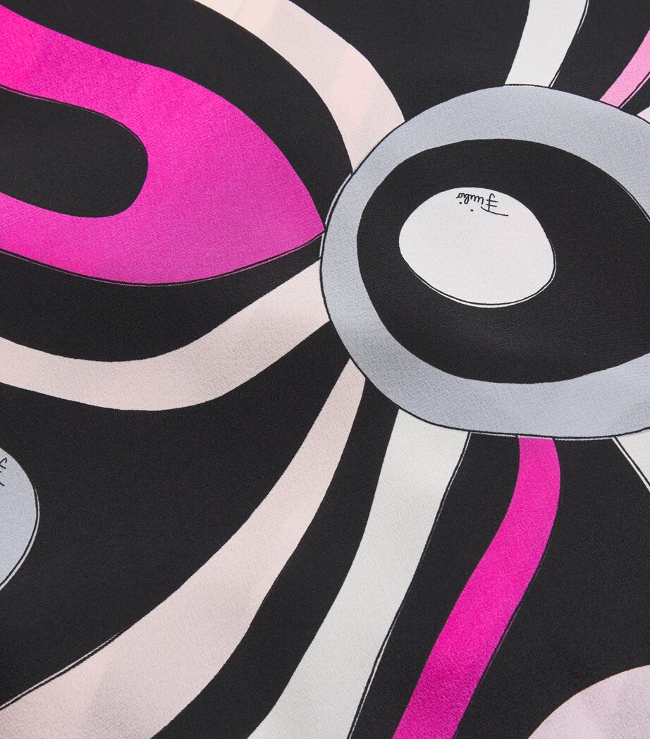 PUCCI Womens Silk Marmo Print Blouse Nero/fuxia Image 5