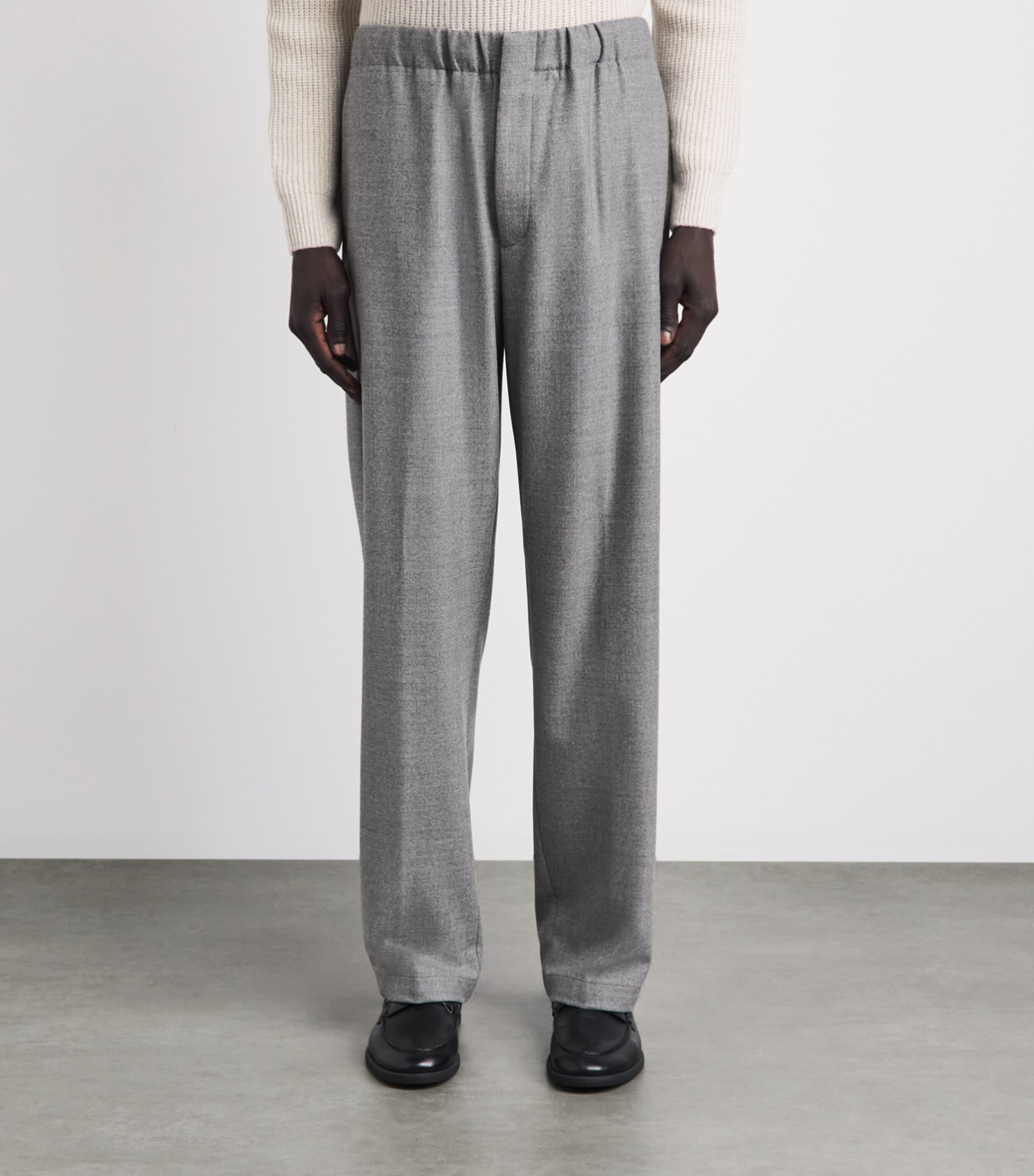 Lardini Mens Stretch-Virgin Wool Trousers Grey Image 4