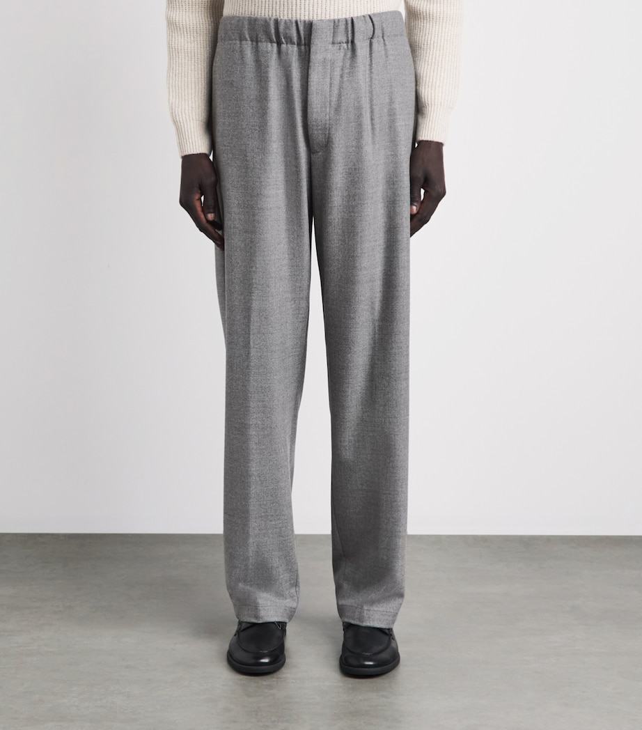 Lardini Mens Stretch-Virgin Wool Trousers Grey Image 4