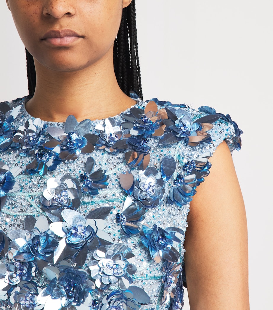 Rachel Gilbert Womens Embellished Hugo Midi Dress Sky Blue Image 3