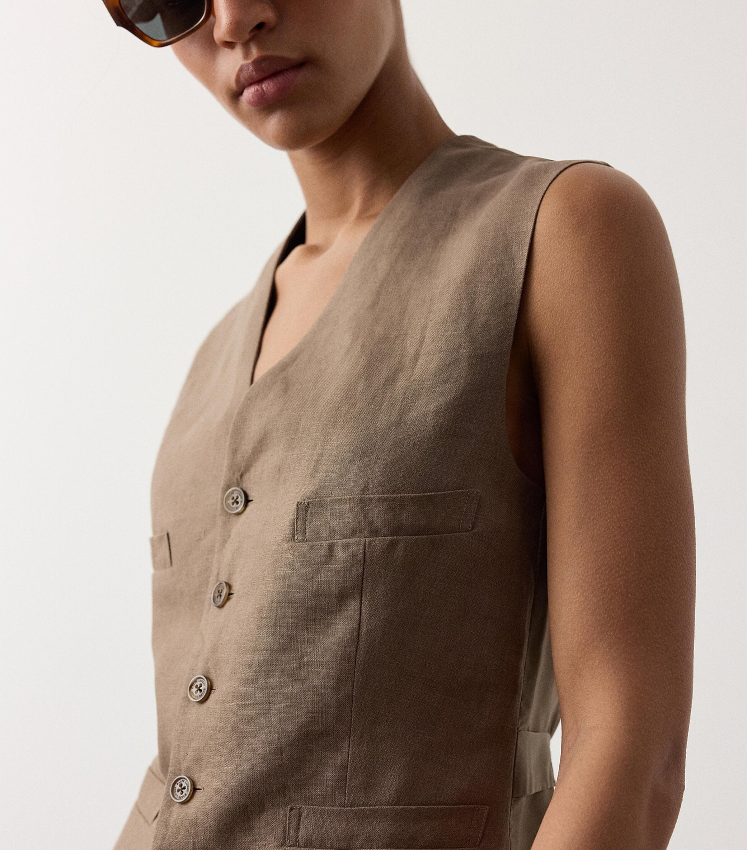 Ralph Lauren Collection Womens Linen Jaiden Waistcoat Portobello Image 5