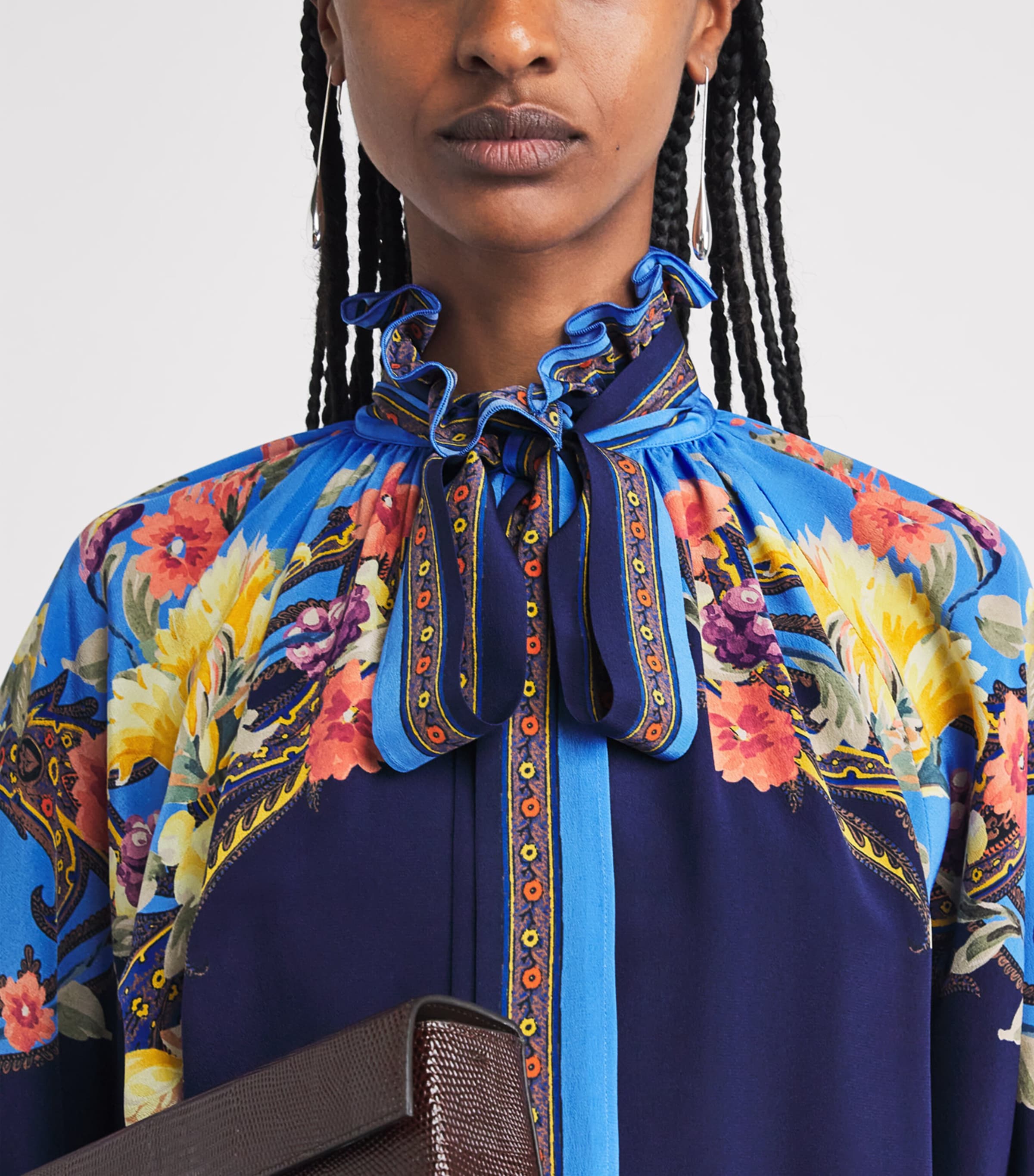 Etro Womens Silk Floral Blouse Print/blue Bs Image 3
