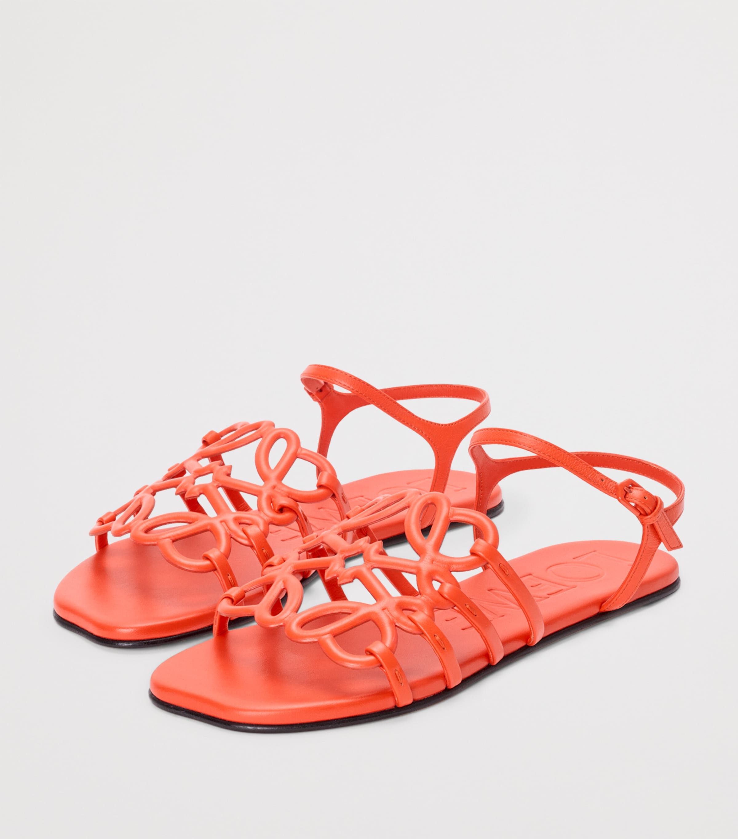 LOEWE x Paula's Ibiza Leather Petal Anagram Sandals Deep Saffron Image 2