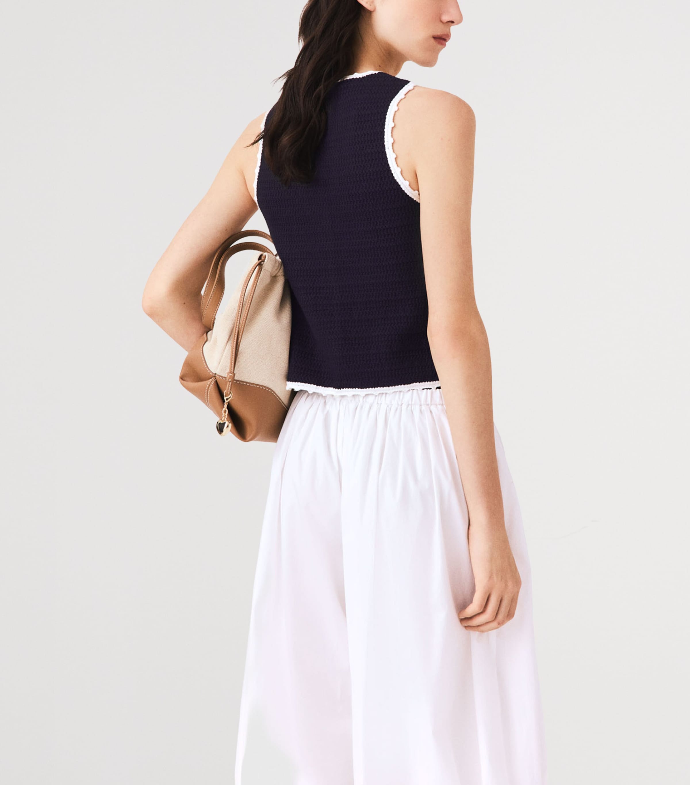 Maje Womens Cropped Sleeveless Cardigan Navy Image 4
