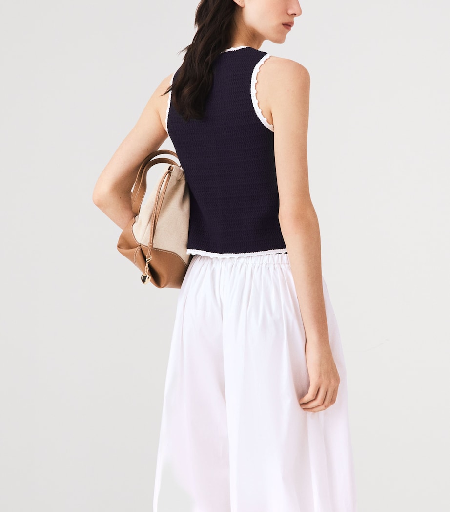 Maje Womens Cropped Sleeveless Cardigan Navy Image 4