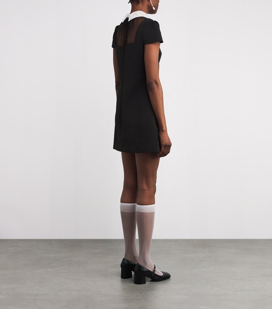 Crepe Bow-Collar Mini Dress BLACK Image 3