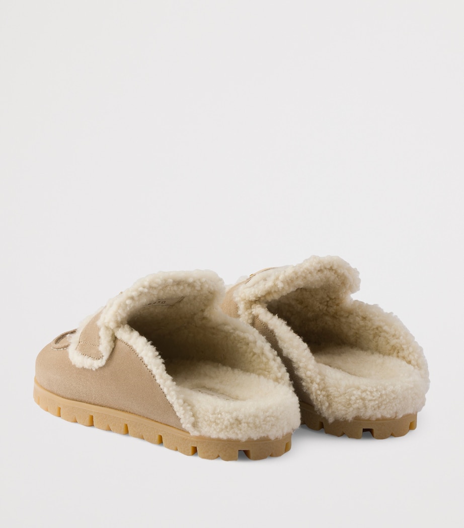 Suede Shearling-Lined Mules F0F24 Image 4
