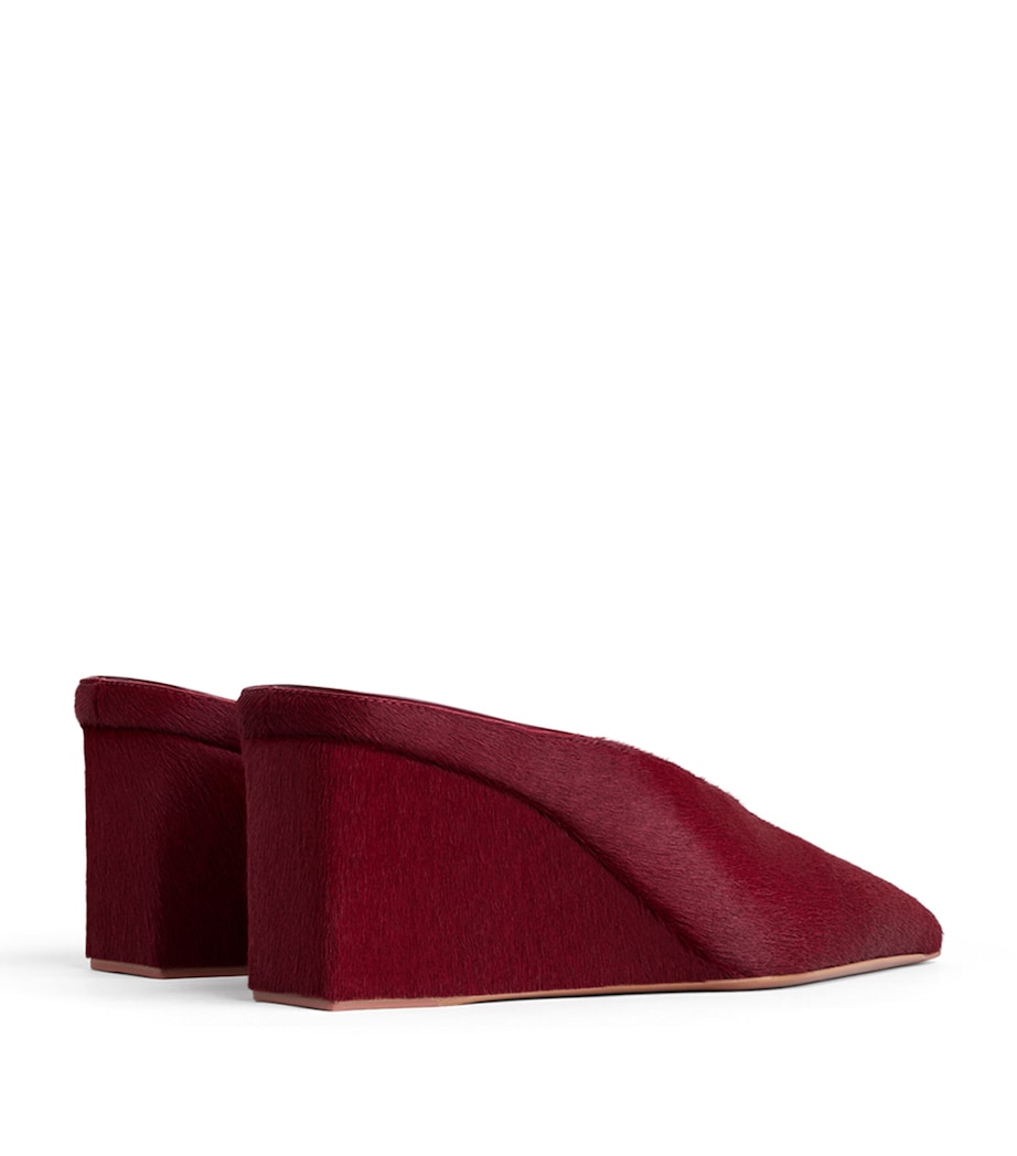 Alaïa Calf Hair Cube Wedge Mules 75 Cherry Image 3