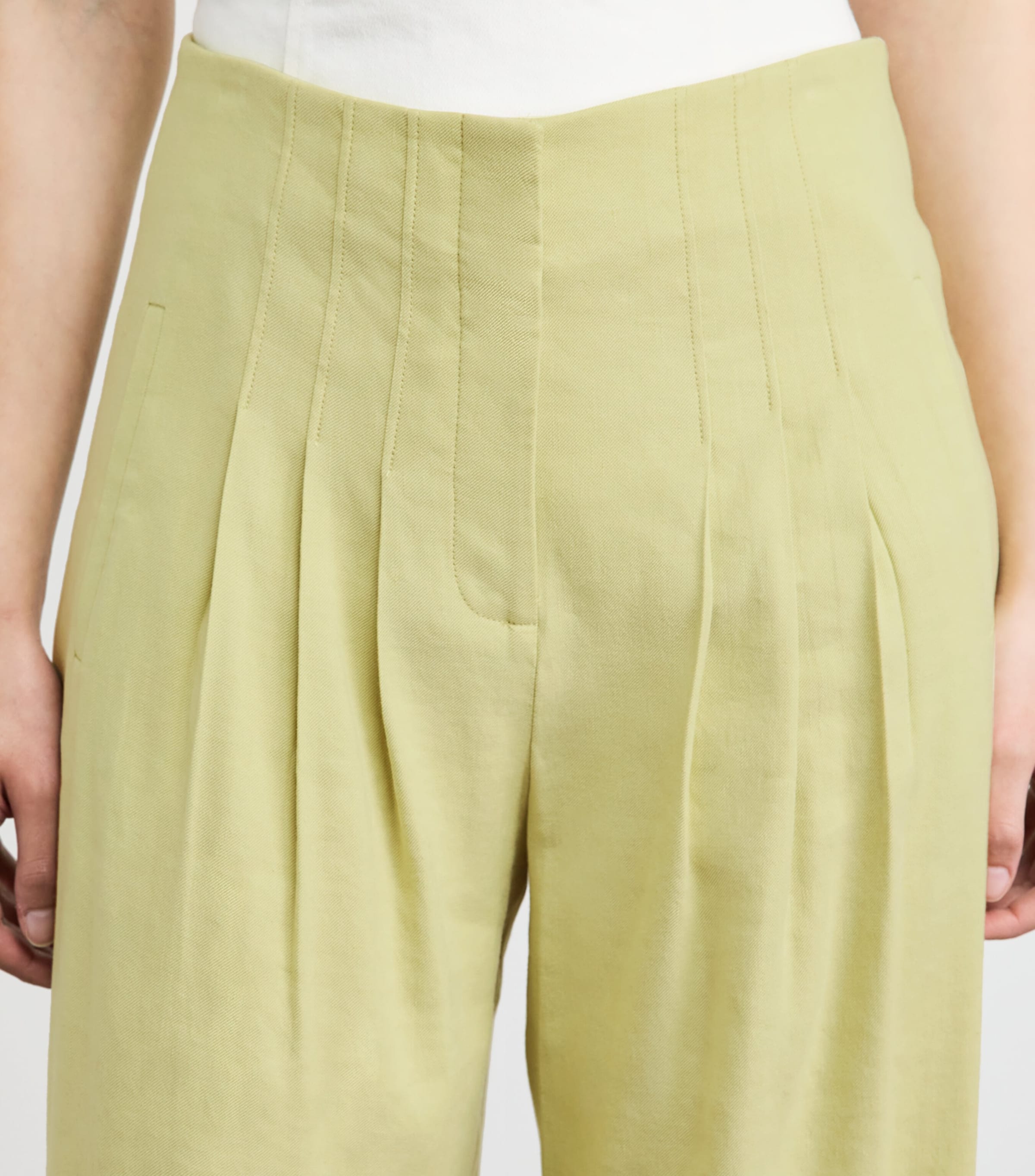 Veronica Beard Womens Linen-Blend Wide-Leg Trousers Pistachio Image 3