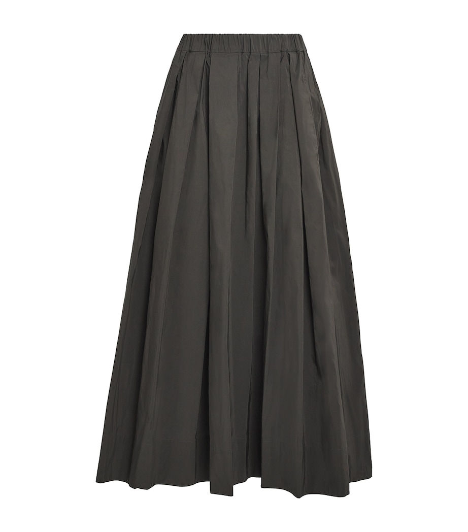 Cotton-Blend Pleated Midi Skirt GREEN Image 1