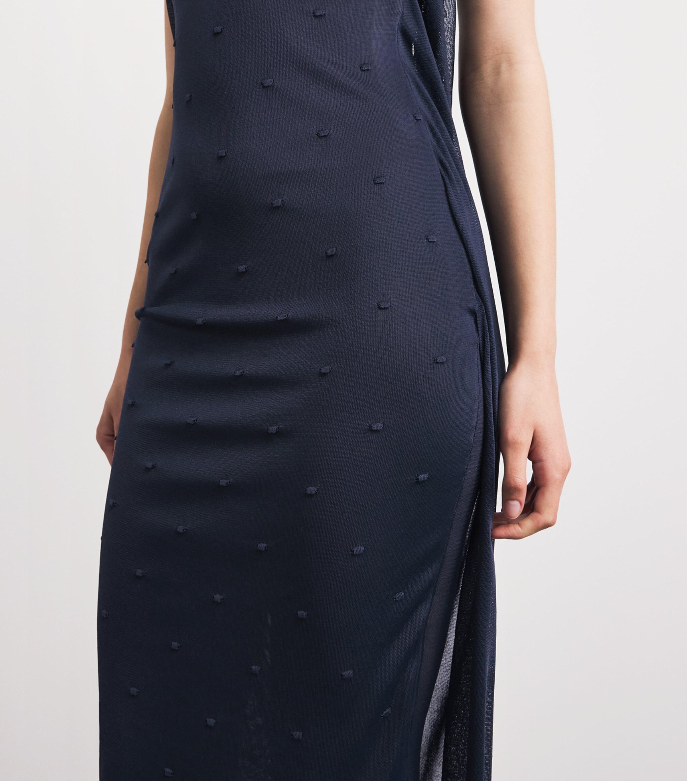 Jacquemus Womens Knitted Plumetis Maxi Dress Dark Navy Image 5