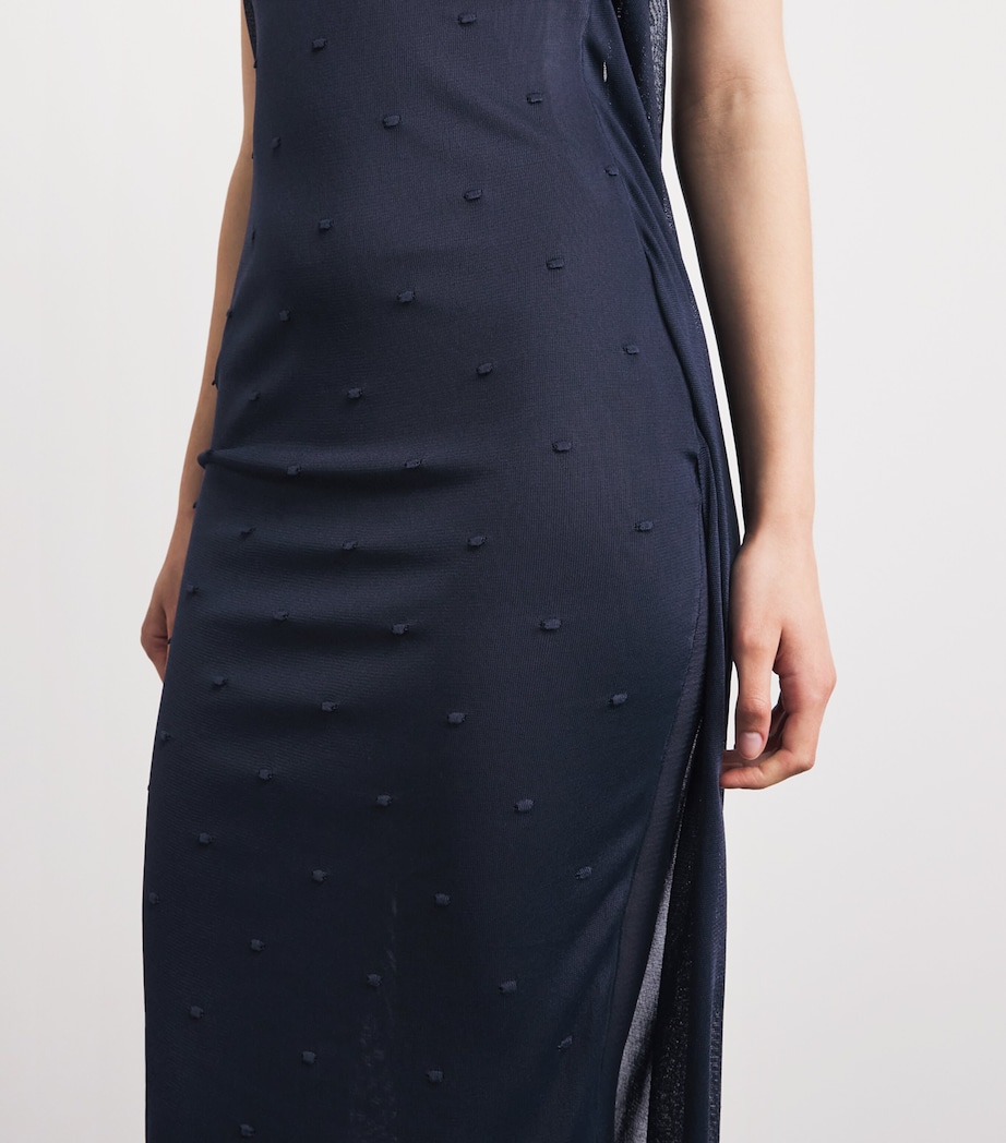 Jacquemus Womens Knitted Plumetis Maxi Dress Dark Navy Image 5
