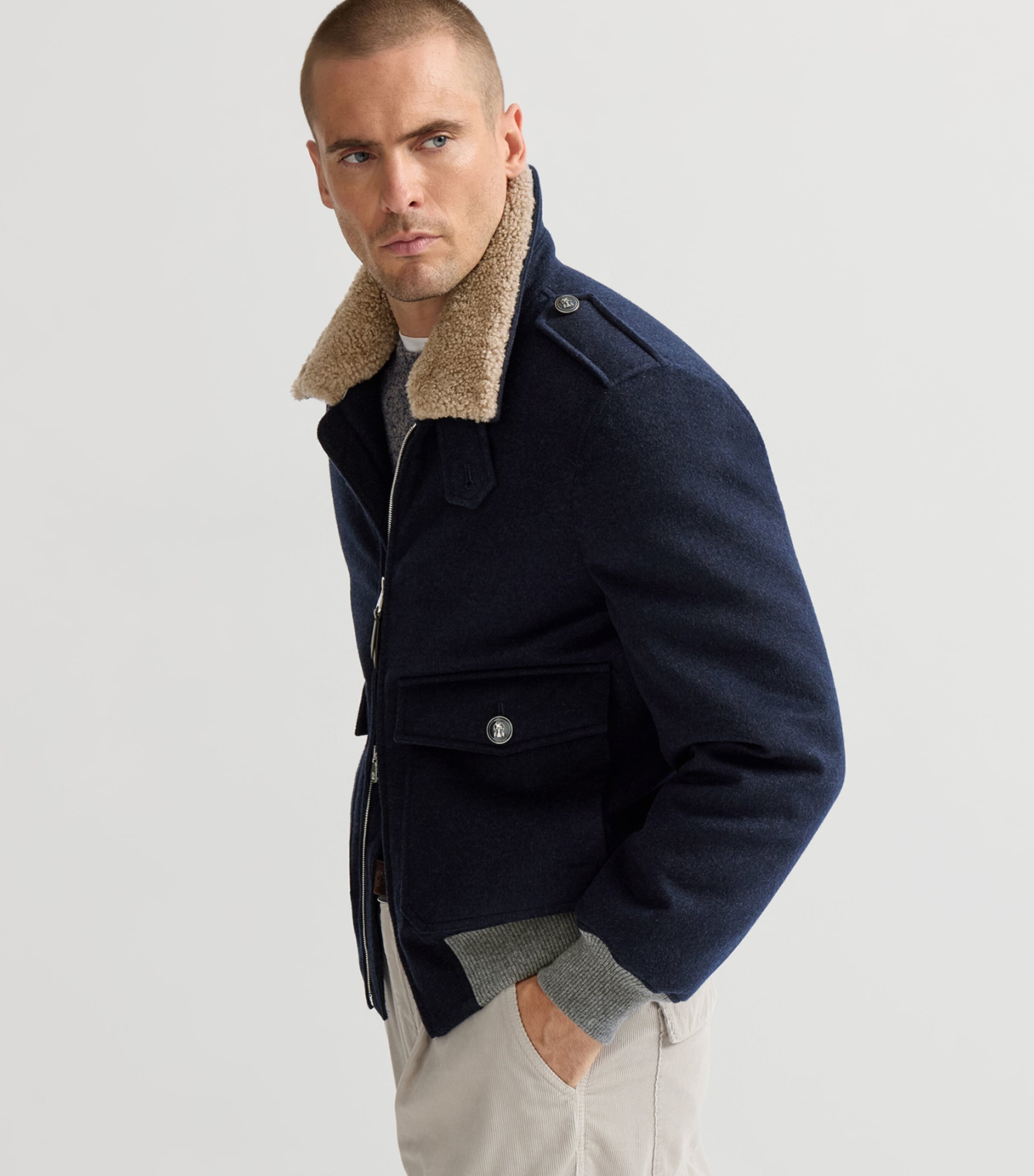 Brunello Cucinelli Mens Cashmere Bomber Jacket Image 4
