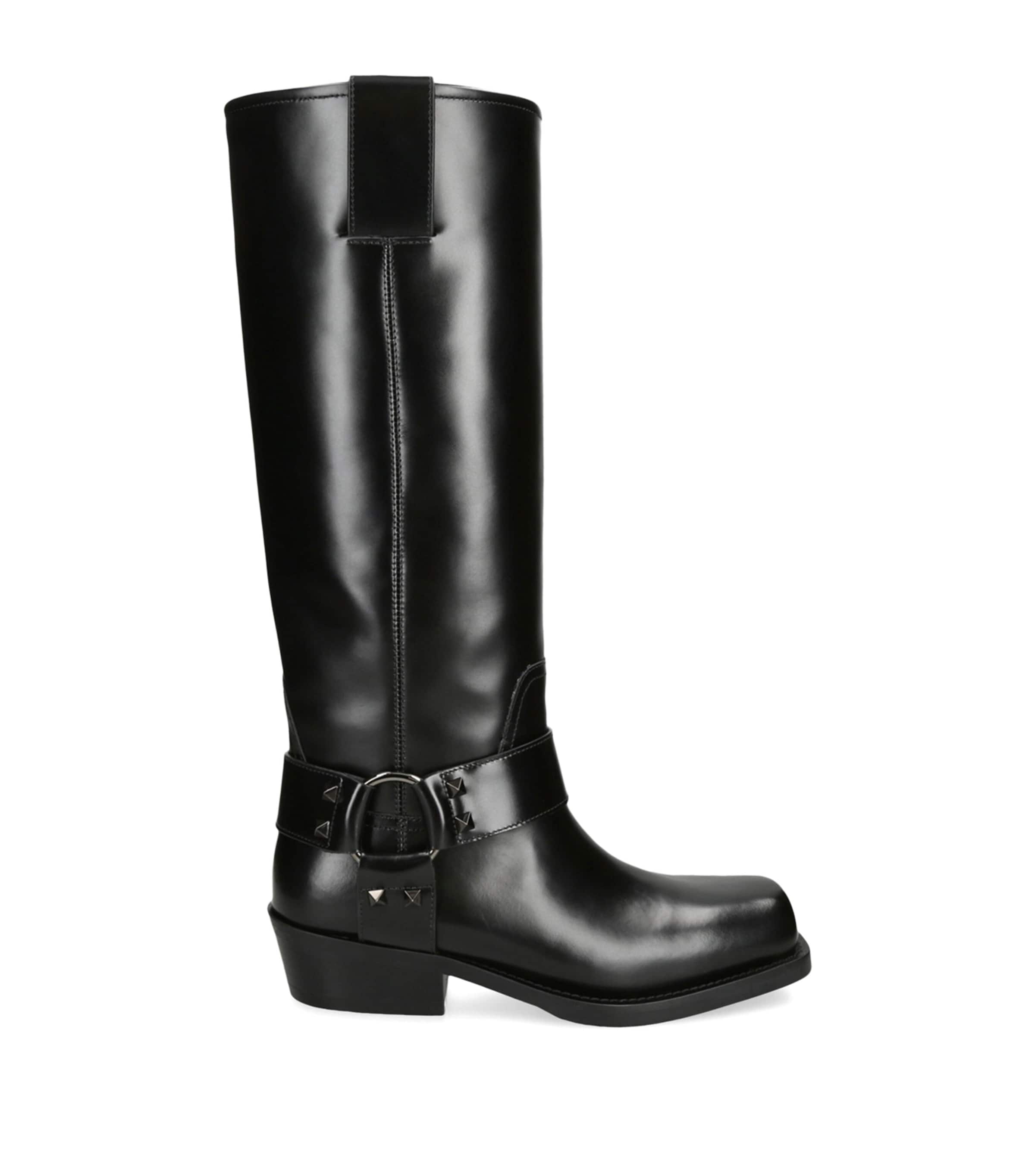 Valentino Garavani Rockstud Biker Boot In Black