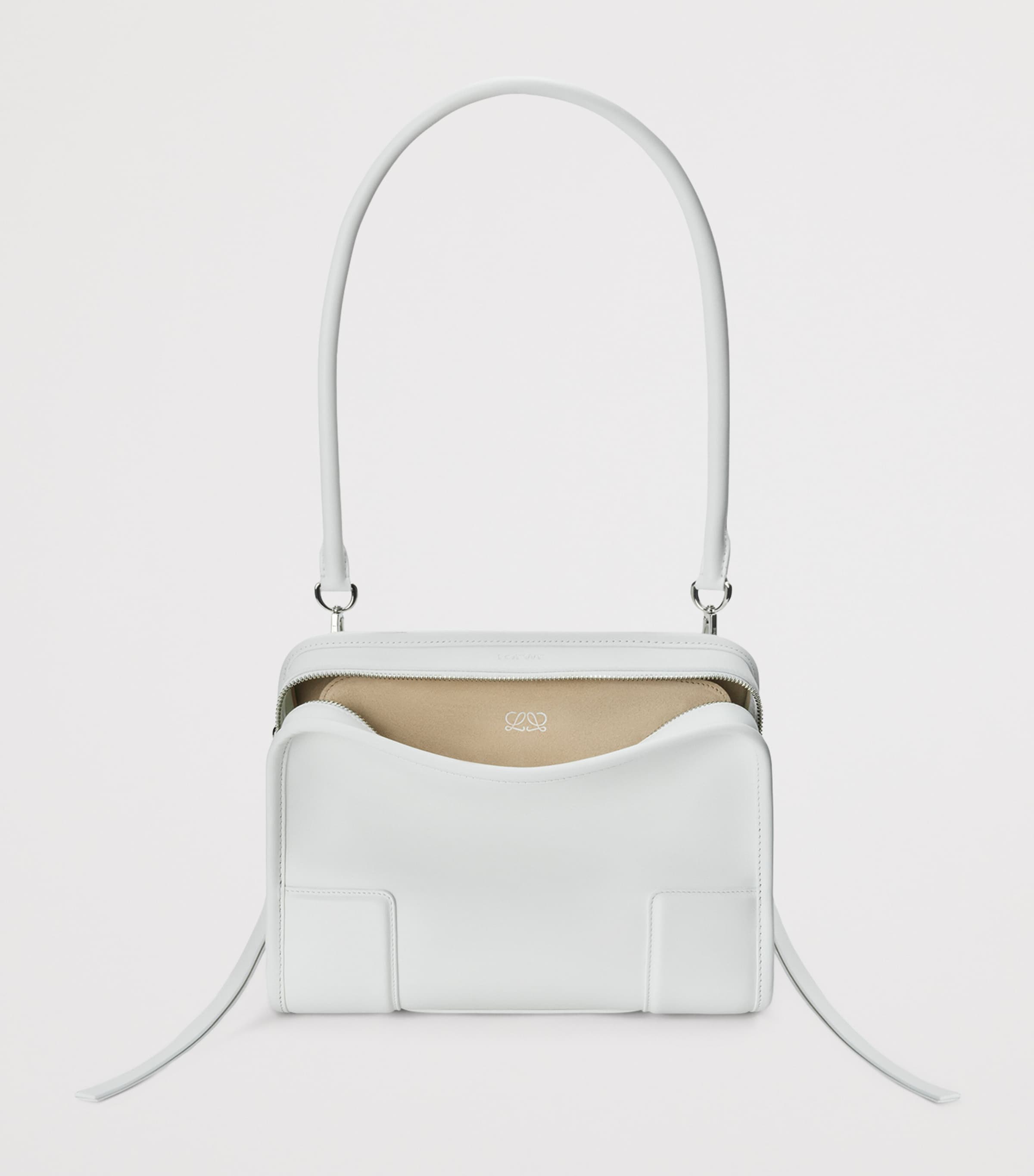 LOEWE Small Leather Amazona 180 Top-Handle Bag White Image 7