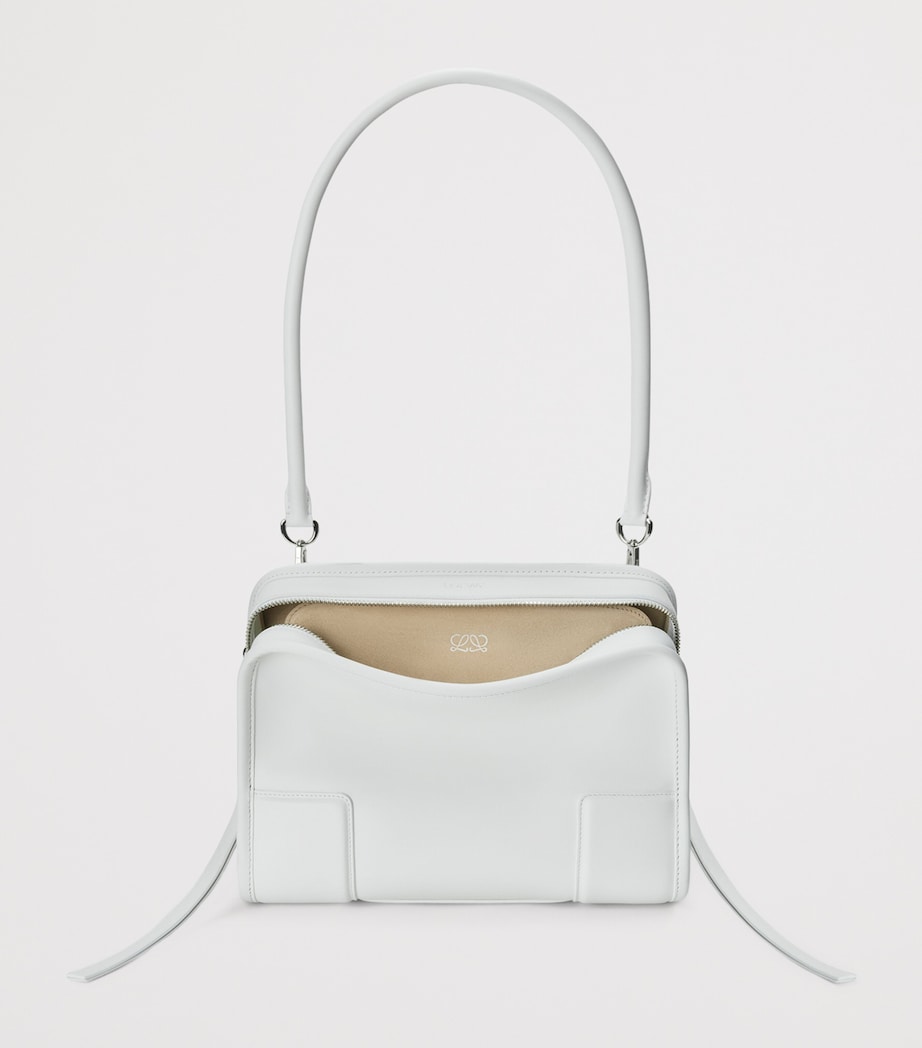 LOEWE Small Leather Amazona 180 Top-Handle Bag White Image 7