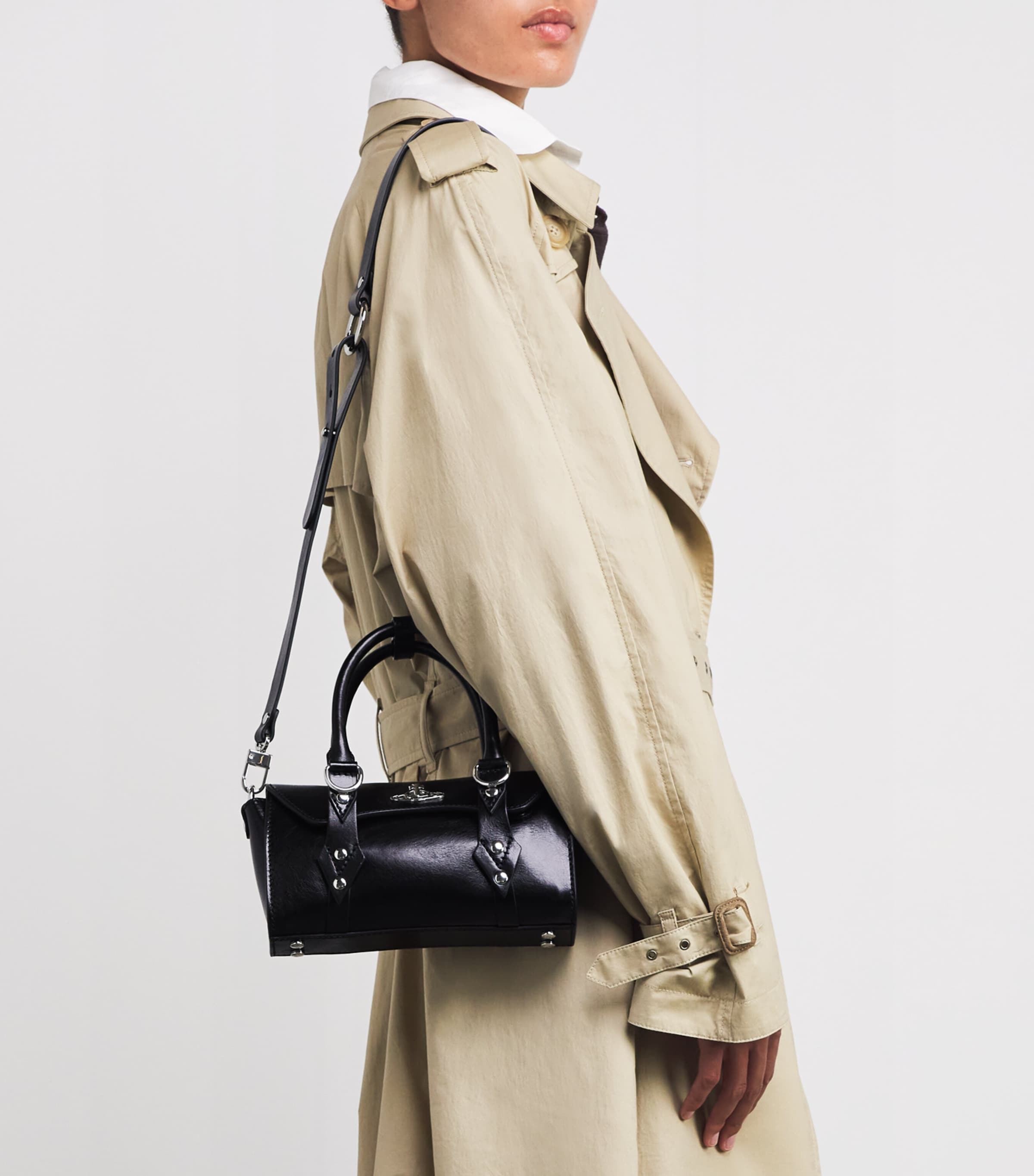 Vivienne Westwood Black Mini Croc-Embossed Leather Bettina Tote