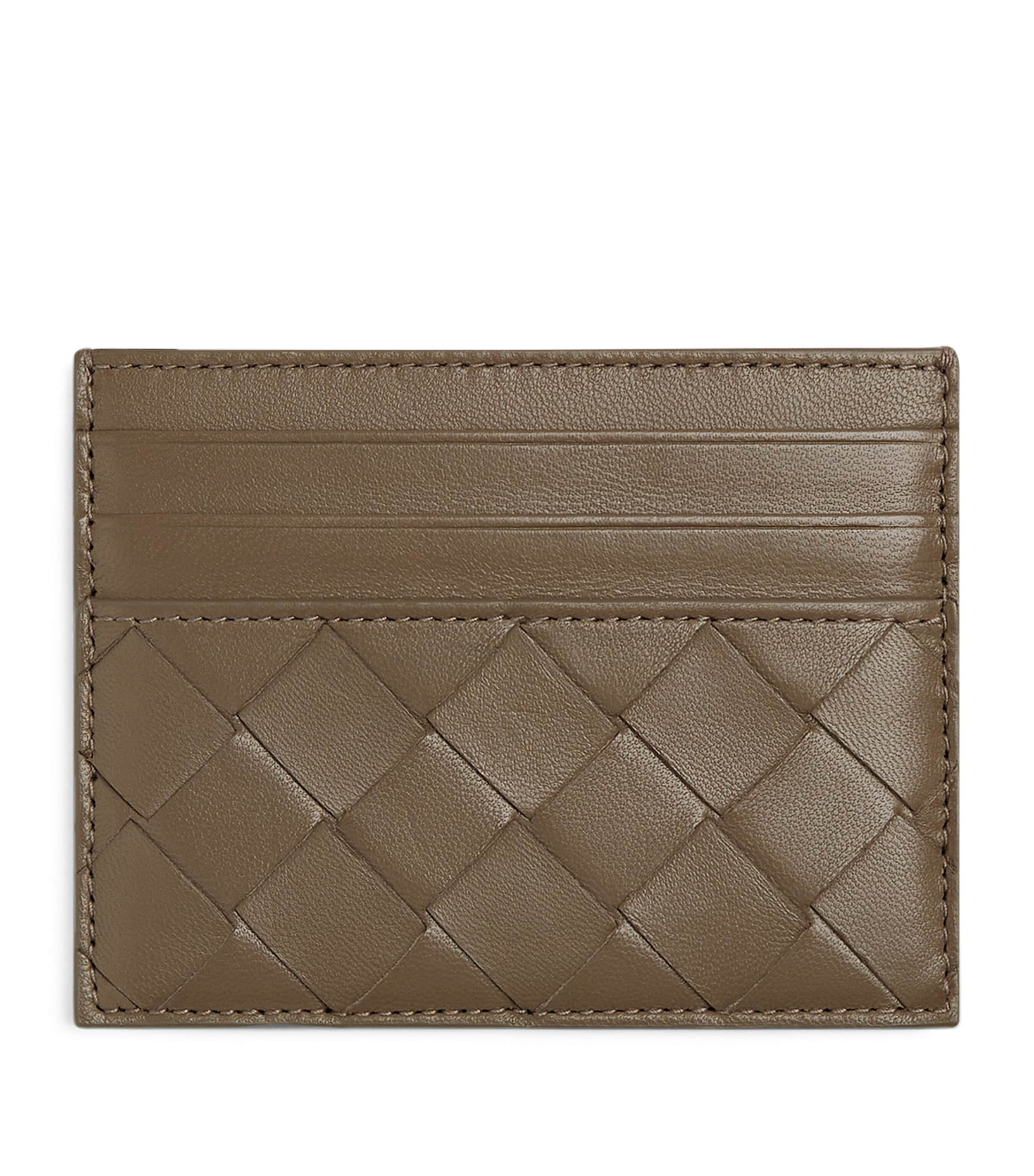 Bottega Veneta Leather Intrecciato Card Holder In Brown