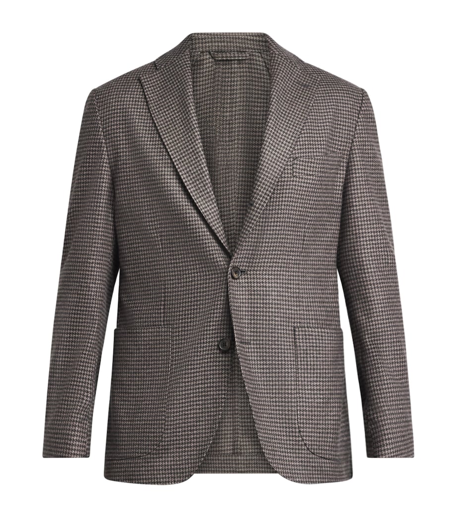 Eton Mens Cotton Houndstooth Single-Breasted Blazer Brown Image 1