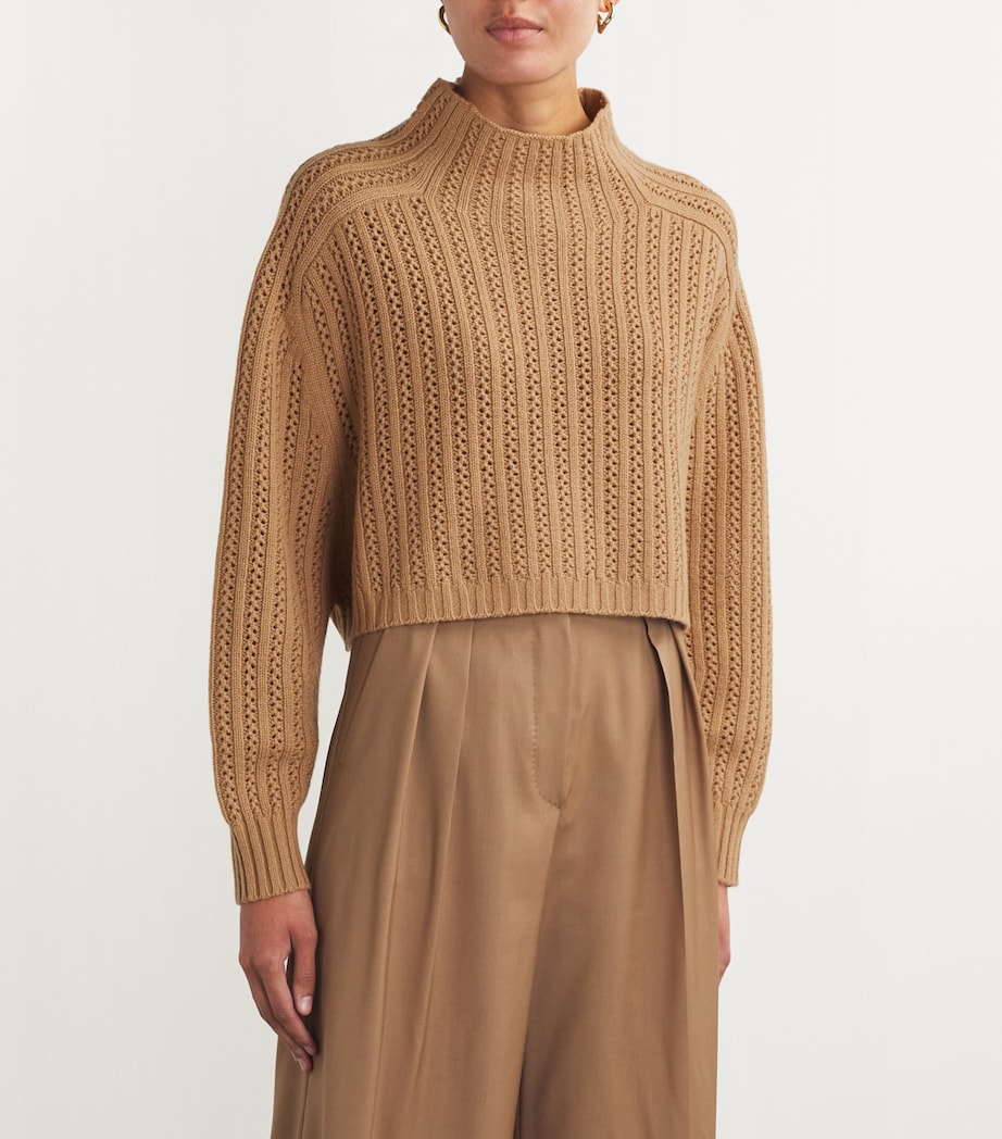 Cropped Back-Buttoned Sweater CAMEL Image 3