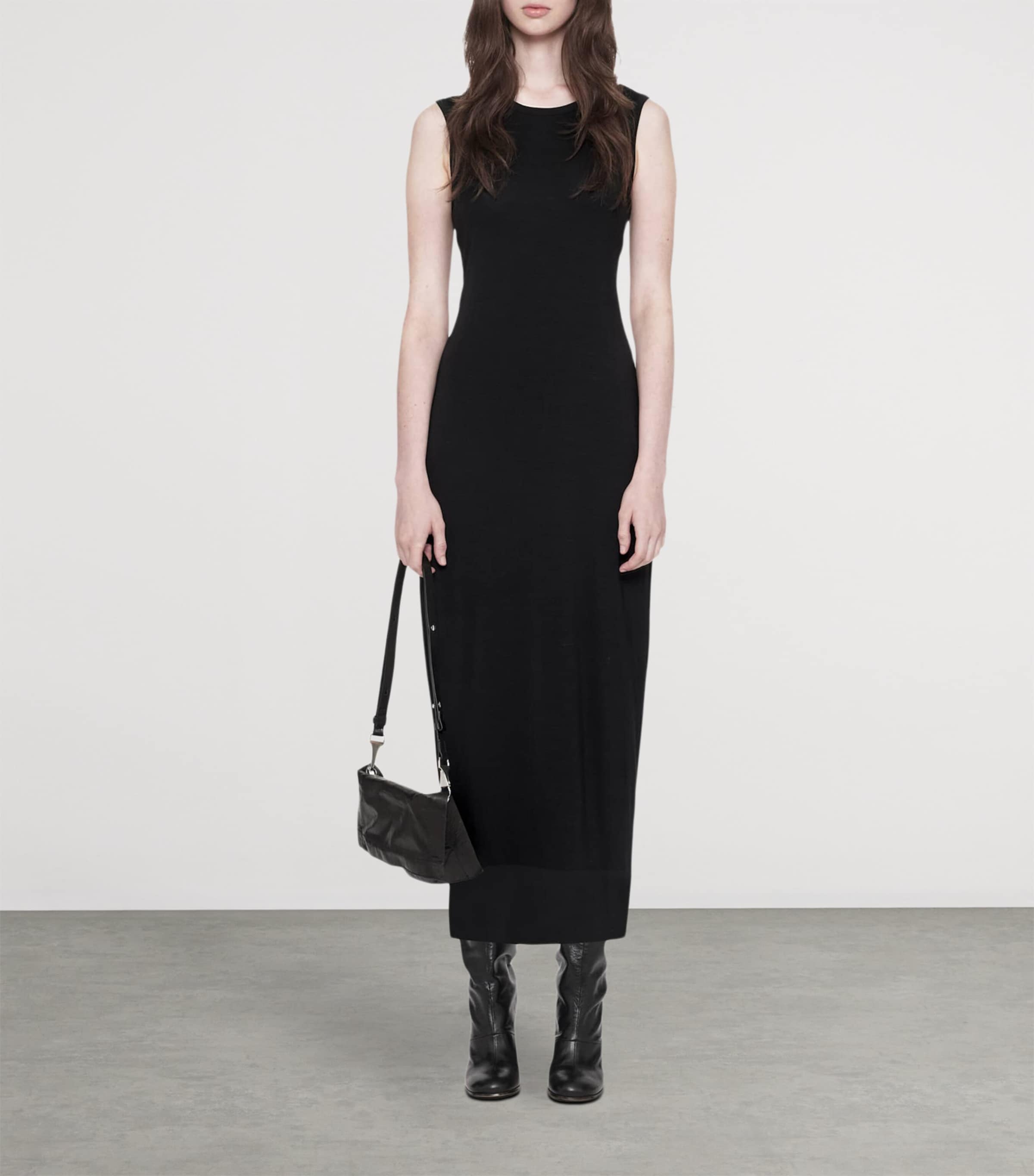 AllSaints Womens Jersey Ilia Midi Dress Black Image 2