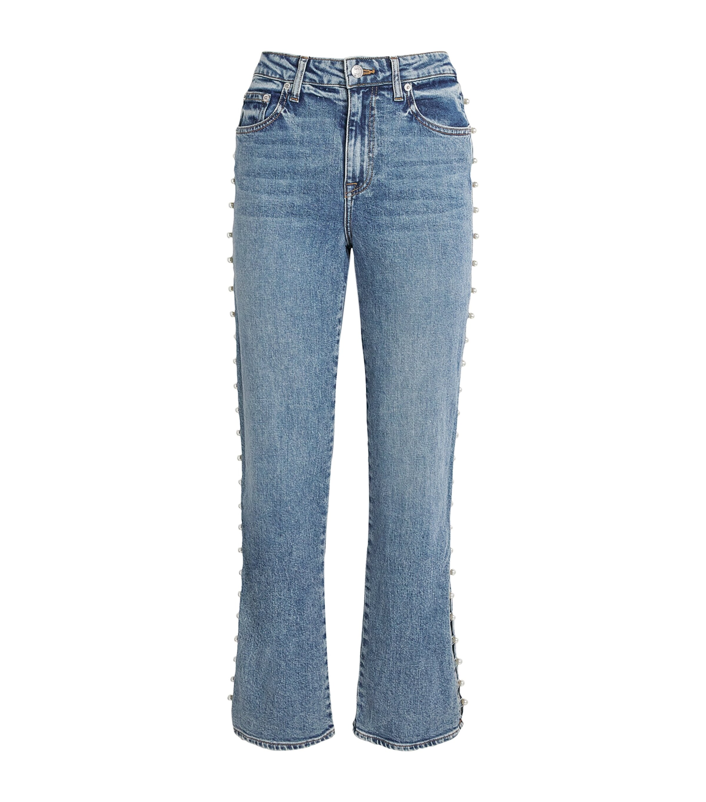 Shop Simkhai Organic Cotton Embellished Amelia Jeans In Blue