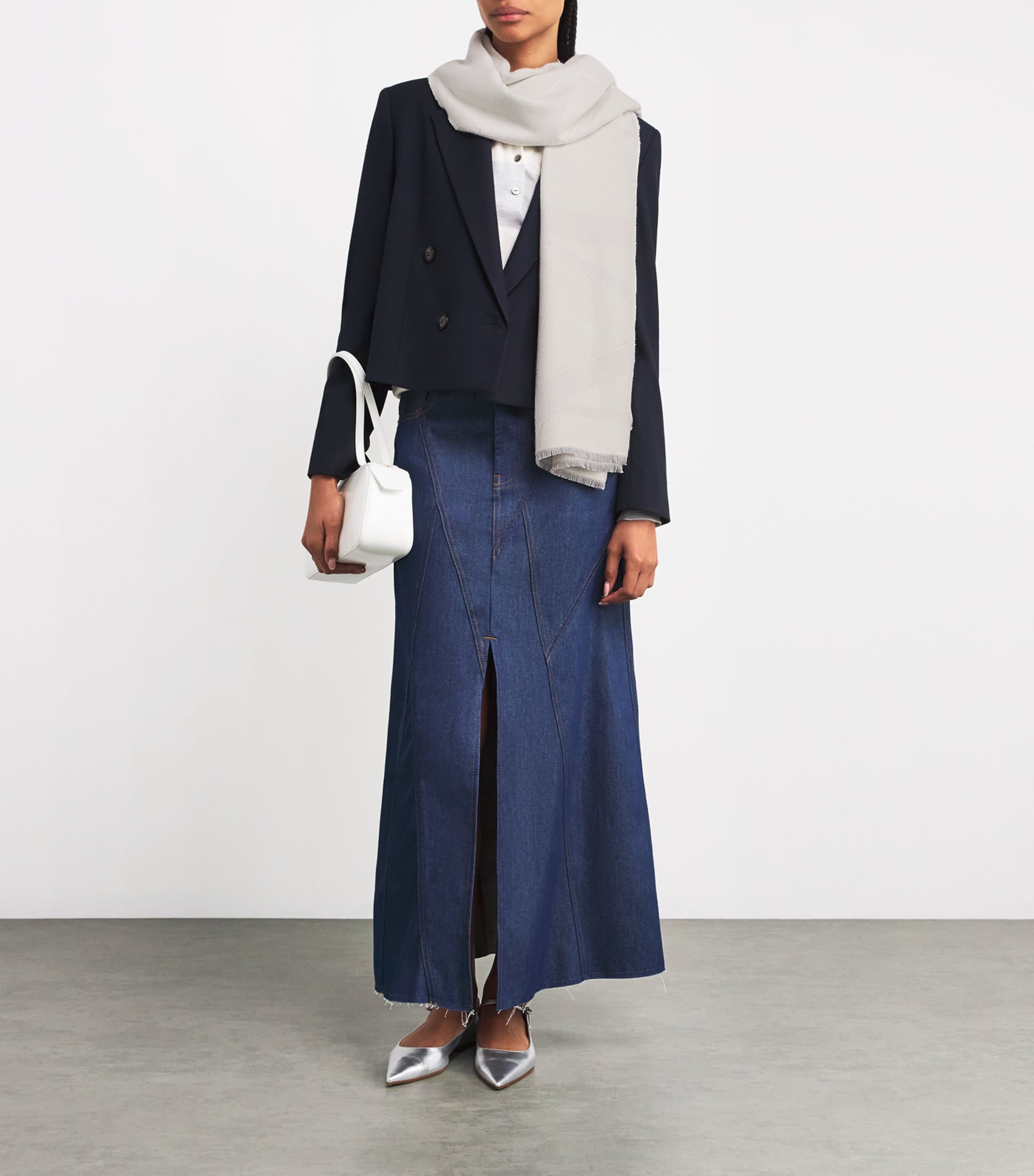 MAX&Co. Jacquard Logo Scarf White Image 2