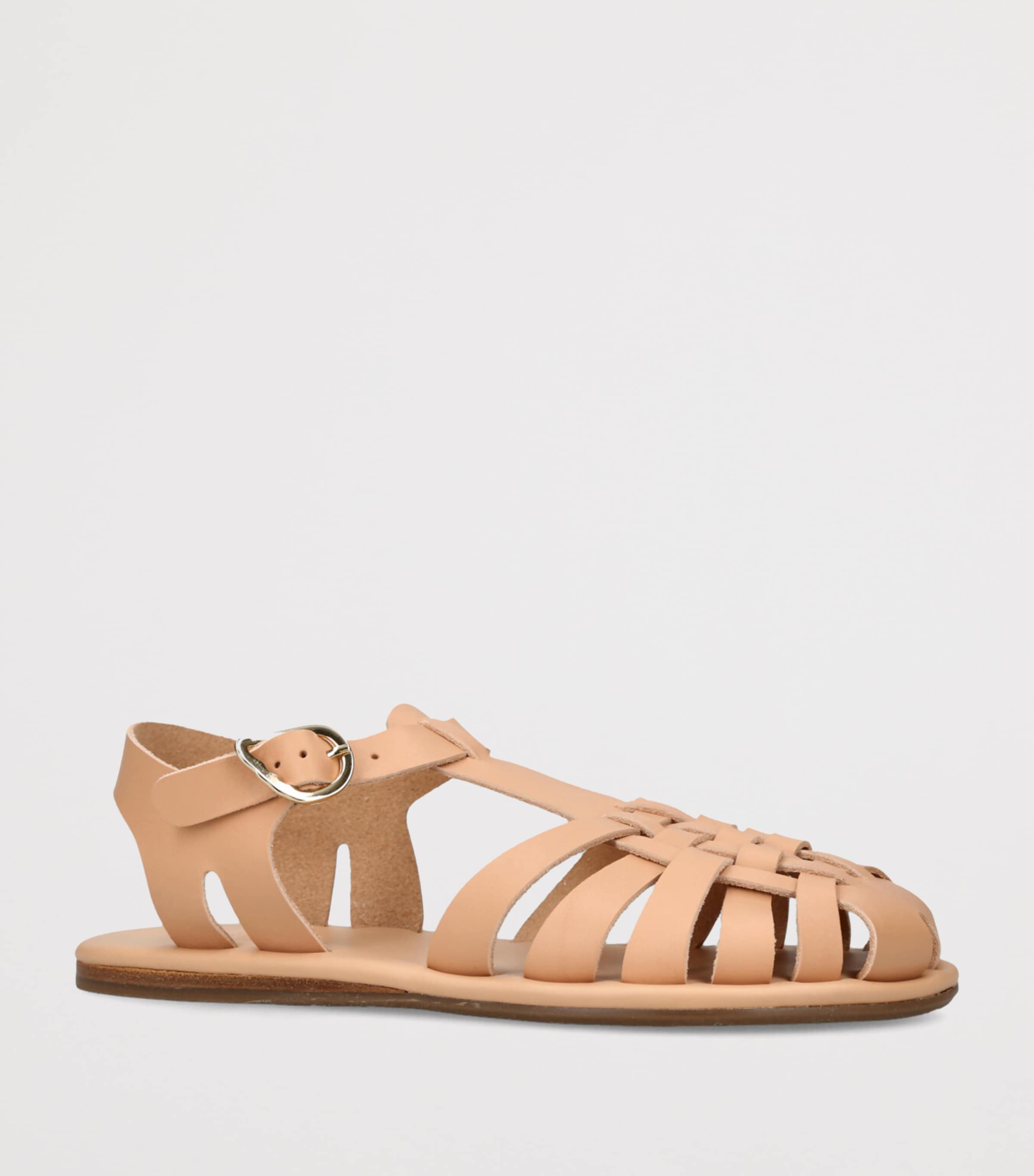 Ancient Greek Sandals Leather Karina Fisherman Sandals Beige Image 4