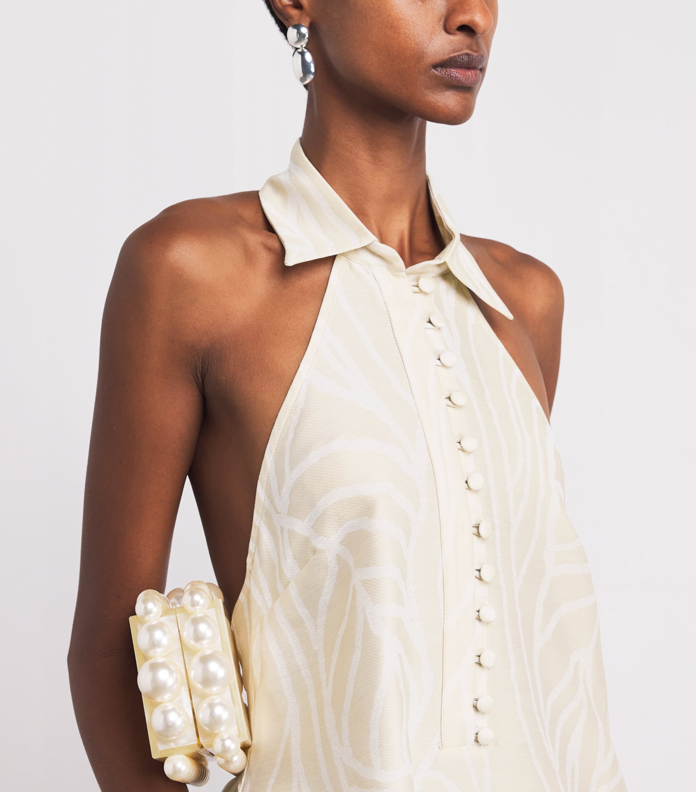 Linen Barbara Halterneck Maxi Dress IVORY-STUCCO Image 4