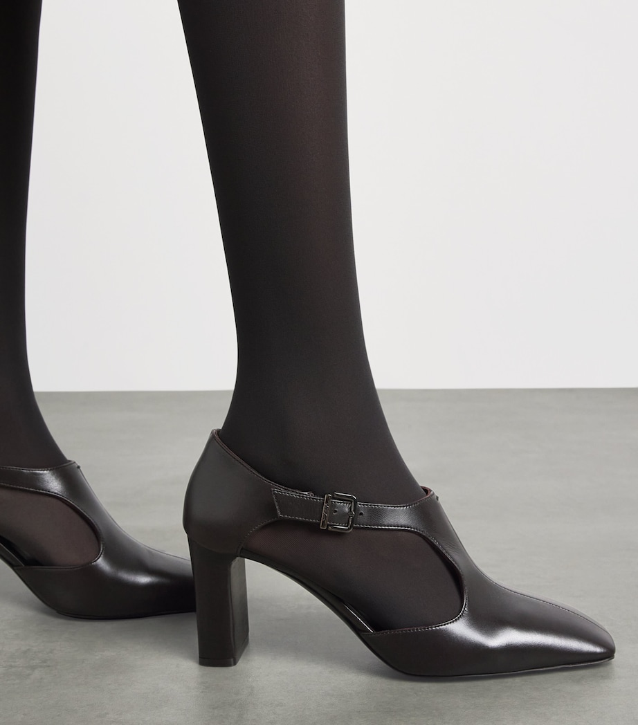 Max Mara Nappa Leather Cut-Out Pumps 75 Dark Brown Image 2