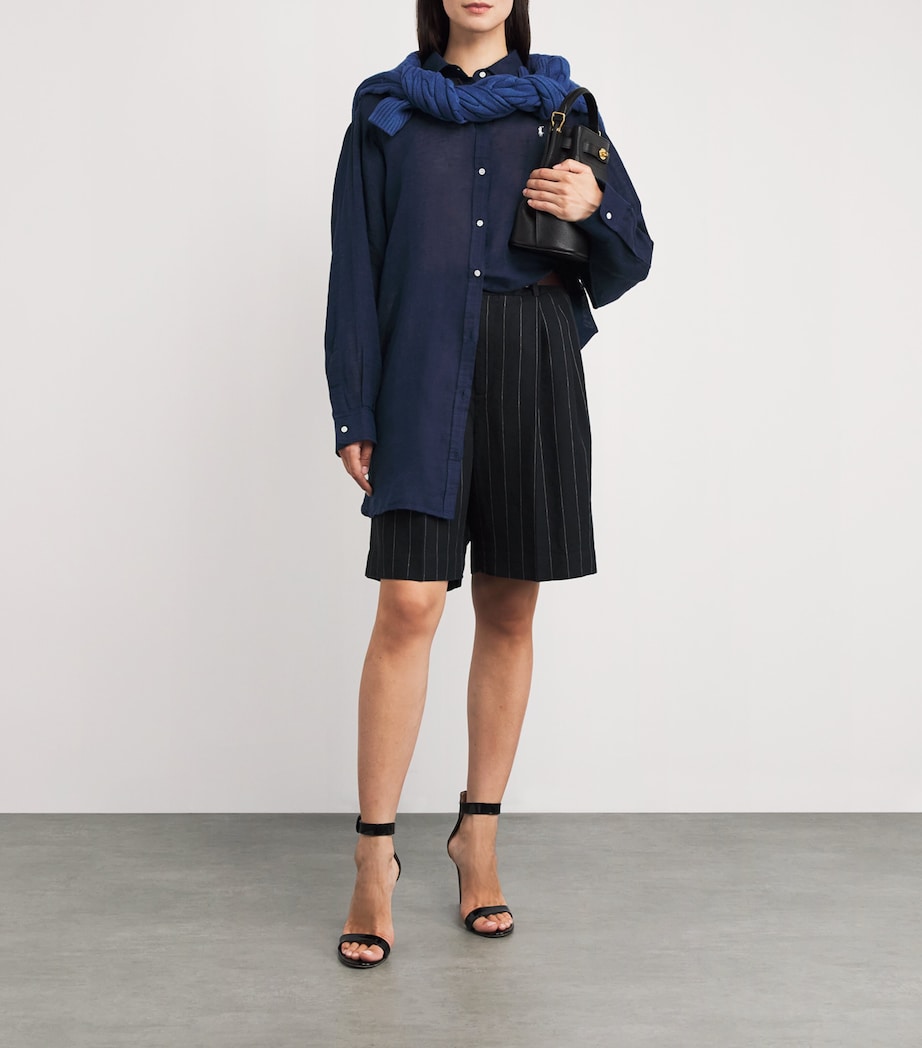 Organic Cotton-Linen Boyfriend Shirt NAVY Image 2
