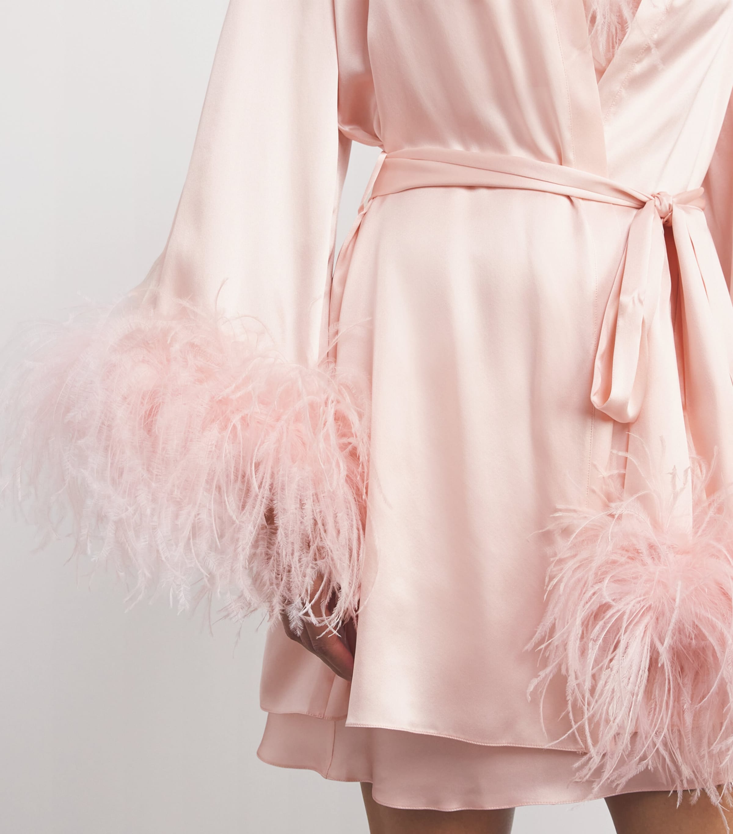 Gilda & Pearl Pink Silk-Ostrich Feather Short Robe | Harrods US