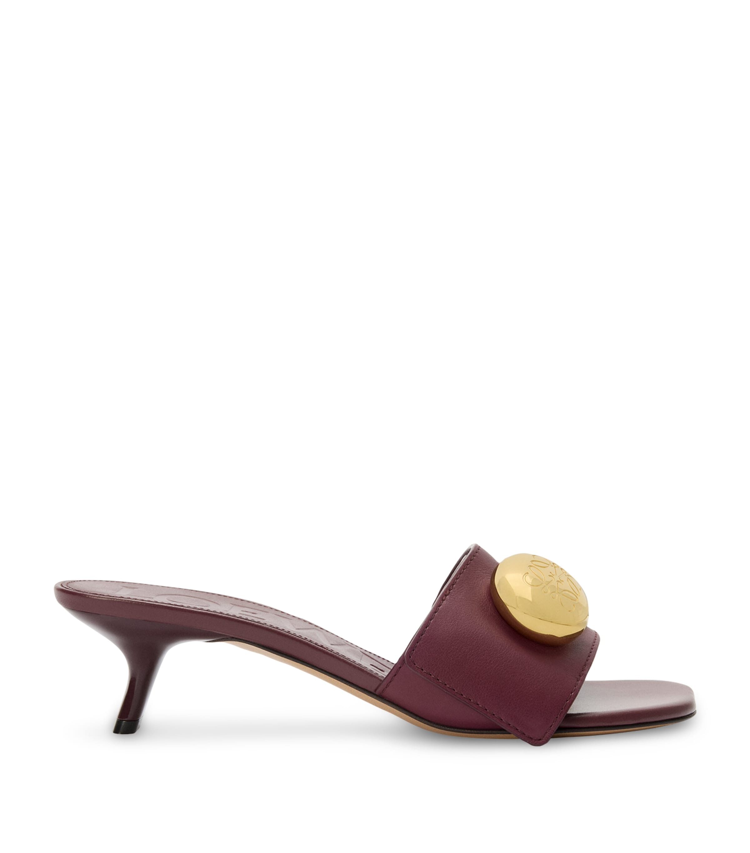 Loewe Leather Pebble Heeled Mules 45 In Purple