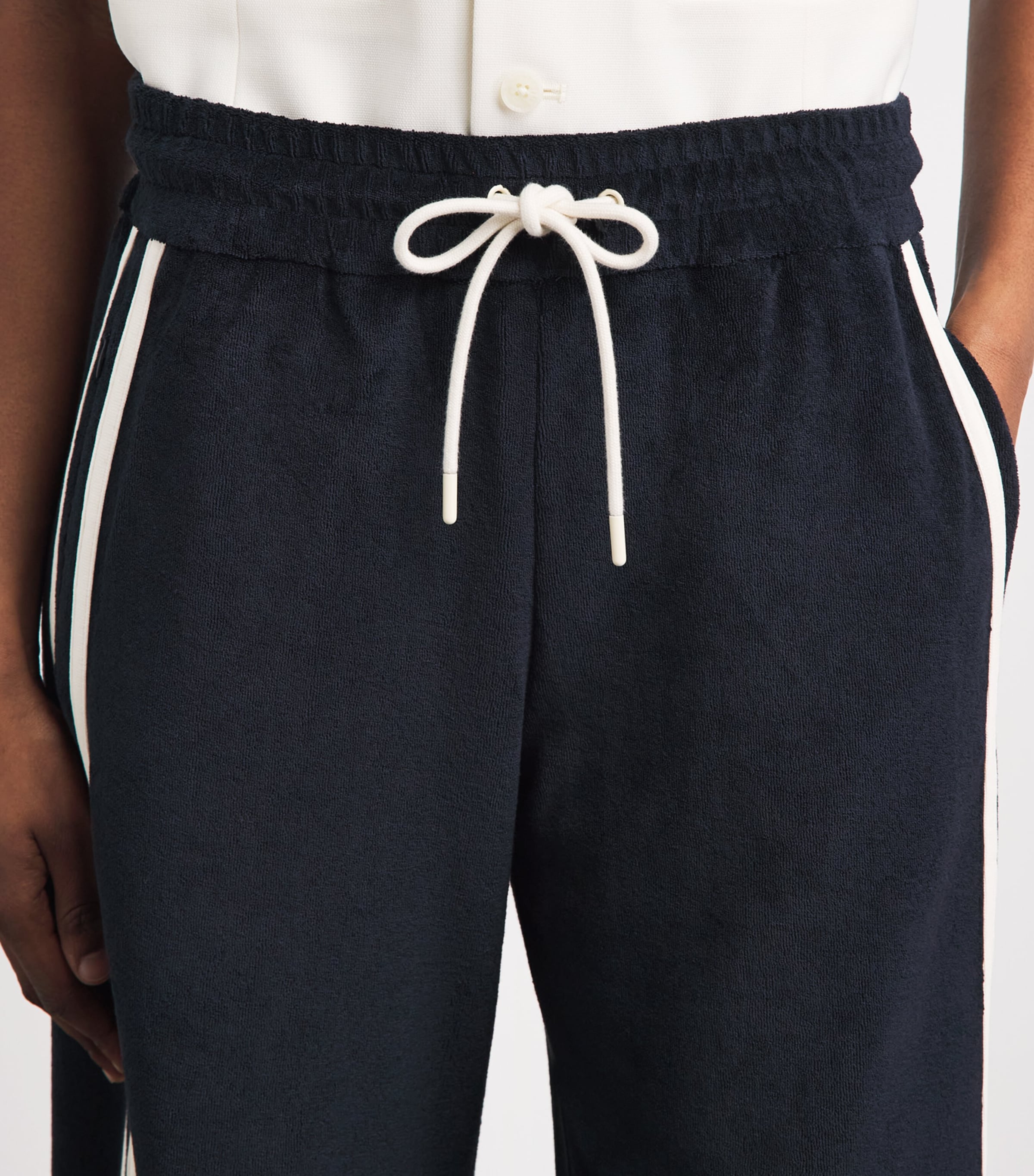 ME+EM Womens Towelling Stripe Sweatpants Navy/cream Image 3