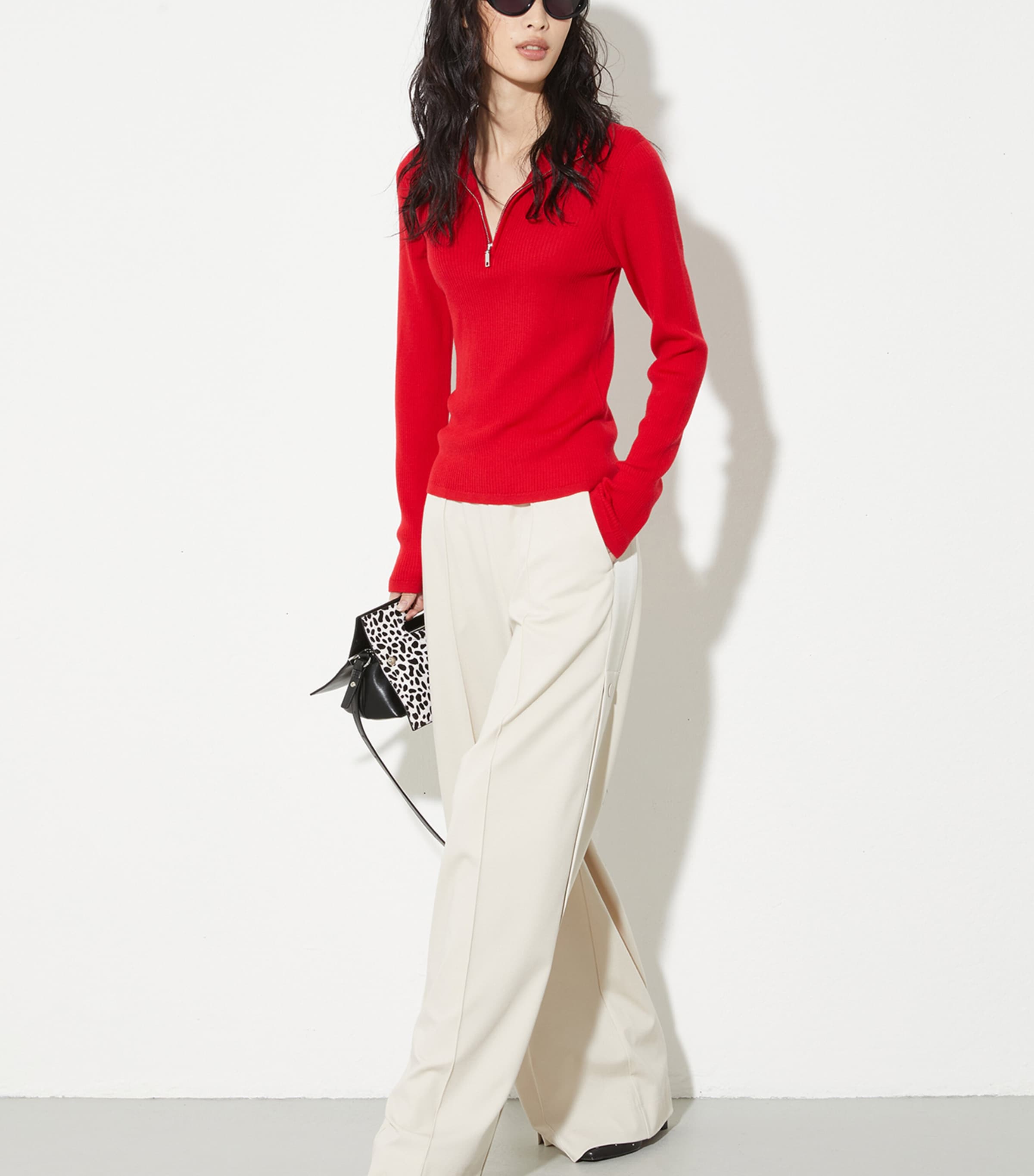 Wool Half-Zip Sweater RED Image 2