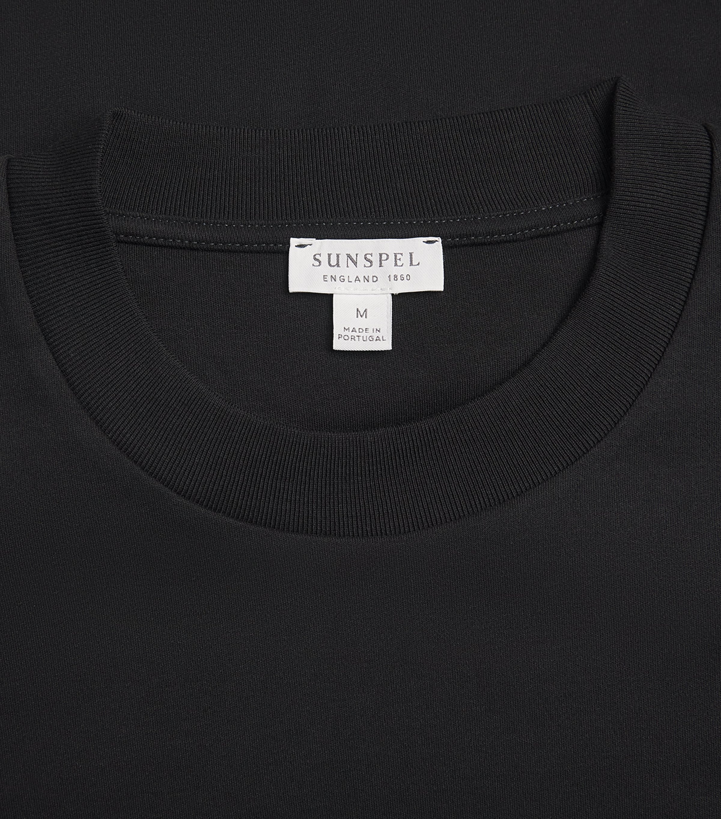 Sunspel Mens Supima Cotton Heavyweight T-Shirt Bkaa Black Image 6