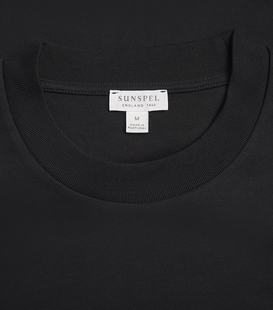 Sunspel Mens Supima Cotton Heavyweight T-Shirt Bkaa Black Image 6