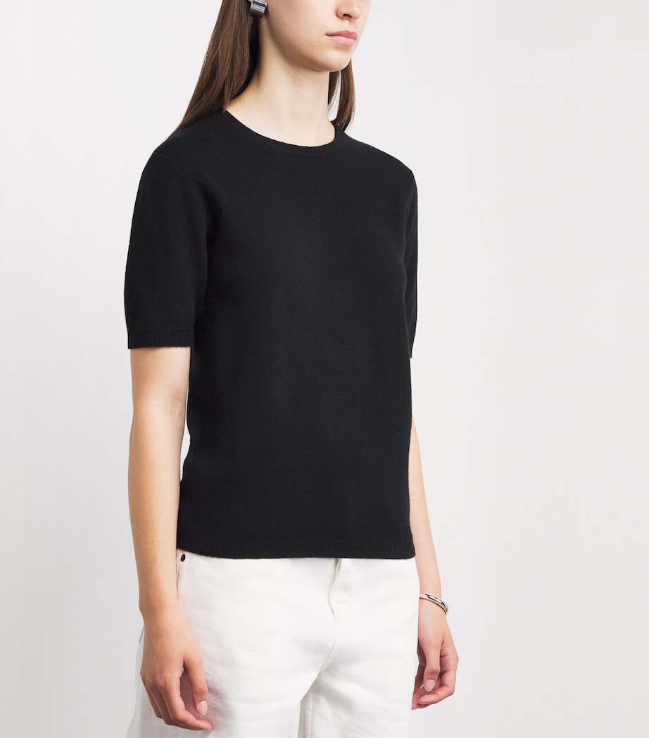 Soft Goat Womens Cashmere Short-Sleeve Sweater Black Image 4