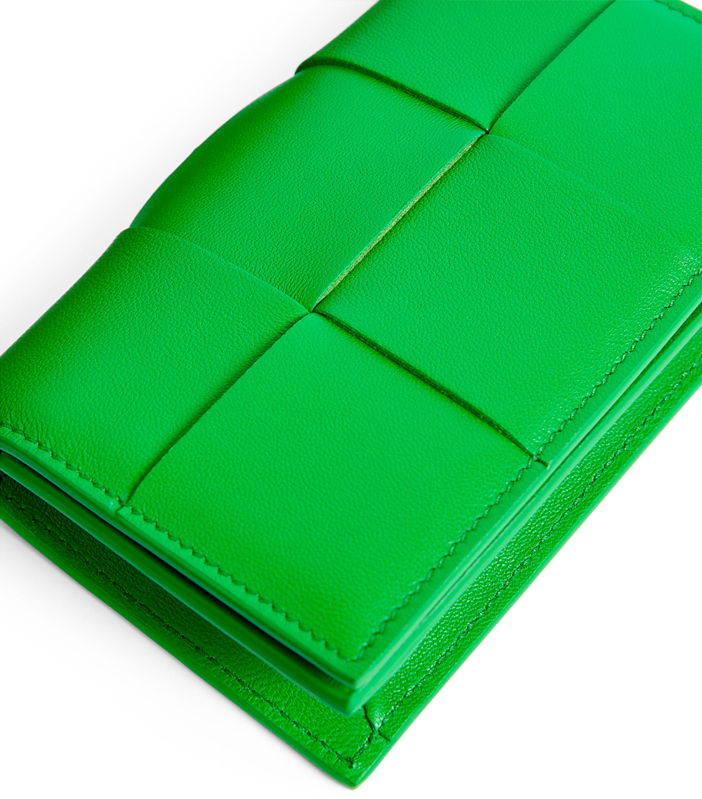 Leather Intreccio Card Holder PARAKEET-GOLD Image 4